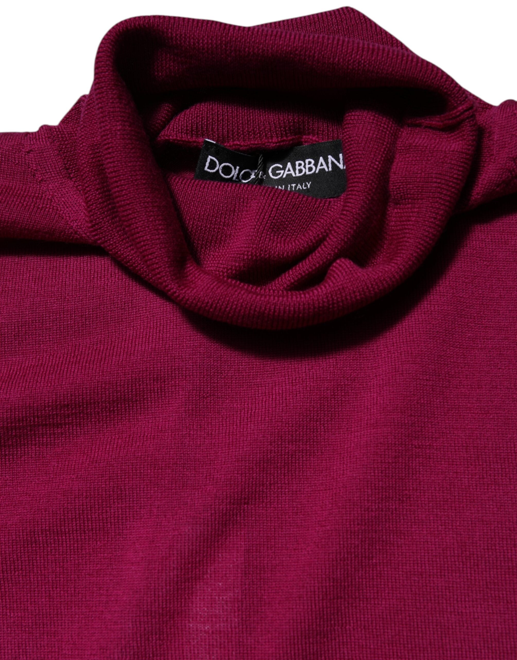 Dolce & Gabbana Fuchsia Long-Sleeve Wool Turtleneck Sweater-4