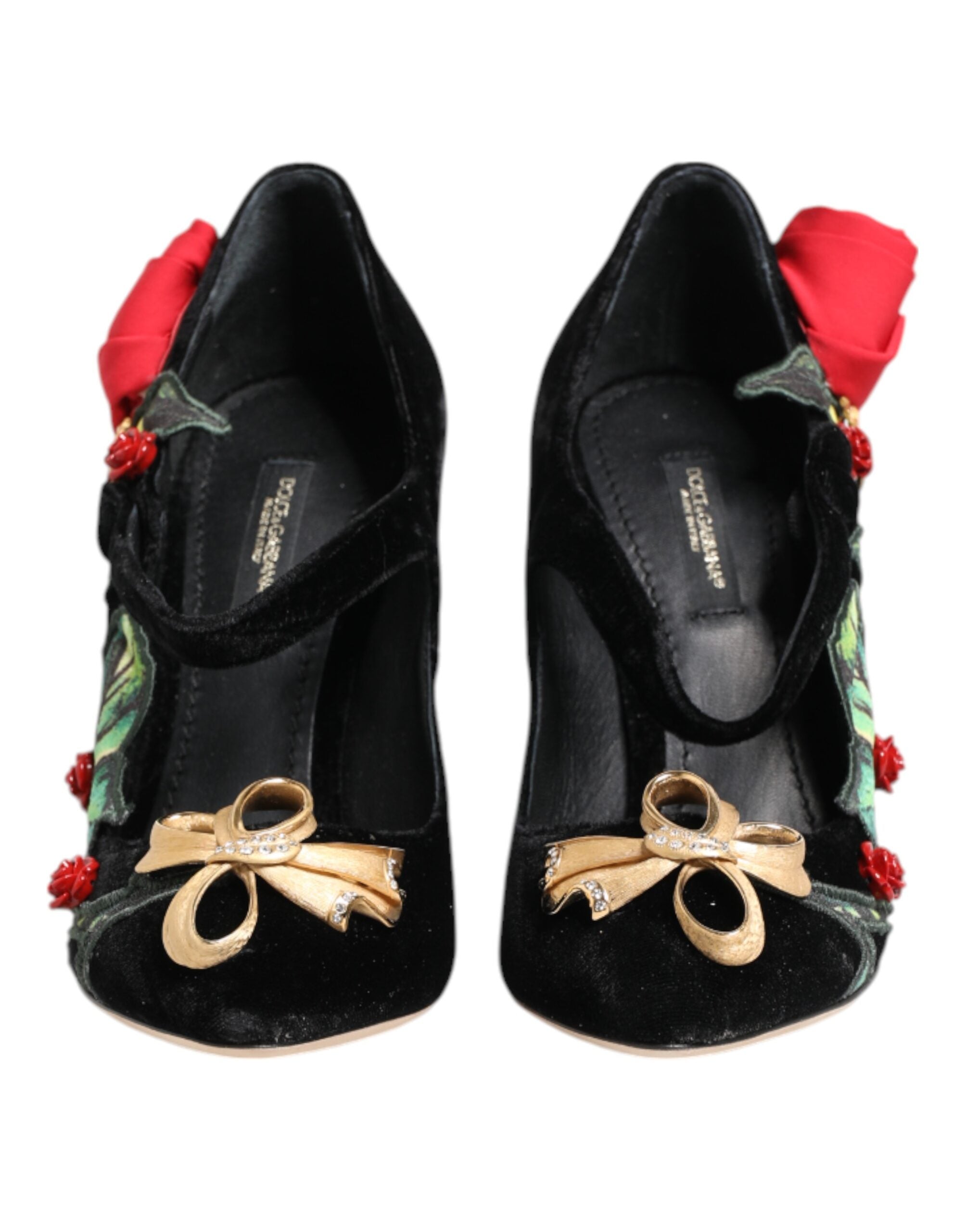 Dolce & Gabbana Black Rose Crystal Brooch Mary Jane Shoes-3