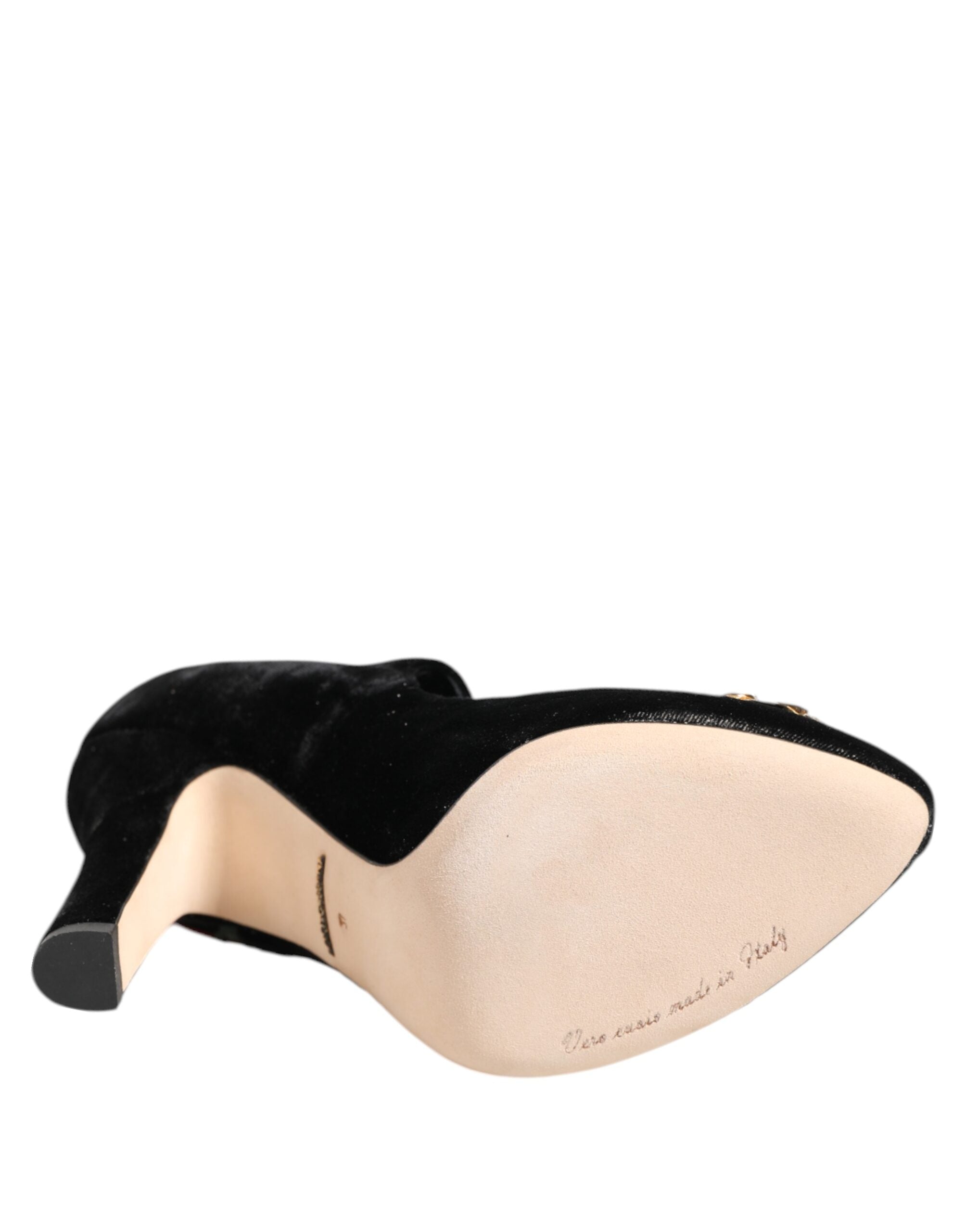 Dolce & Gabbana Black Rose Crystal Brooch Mary Jane Shoes-8