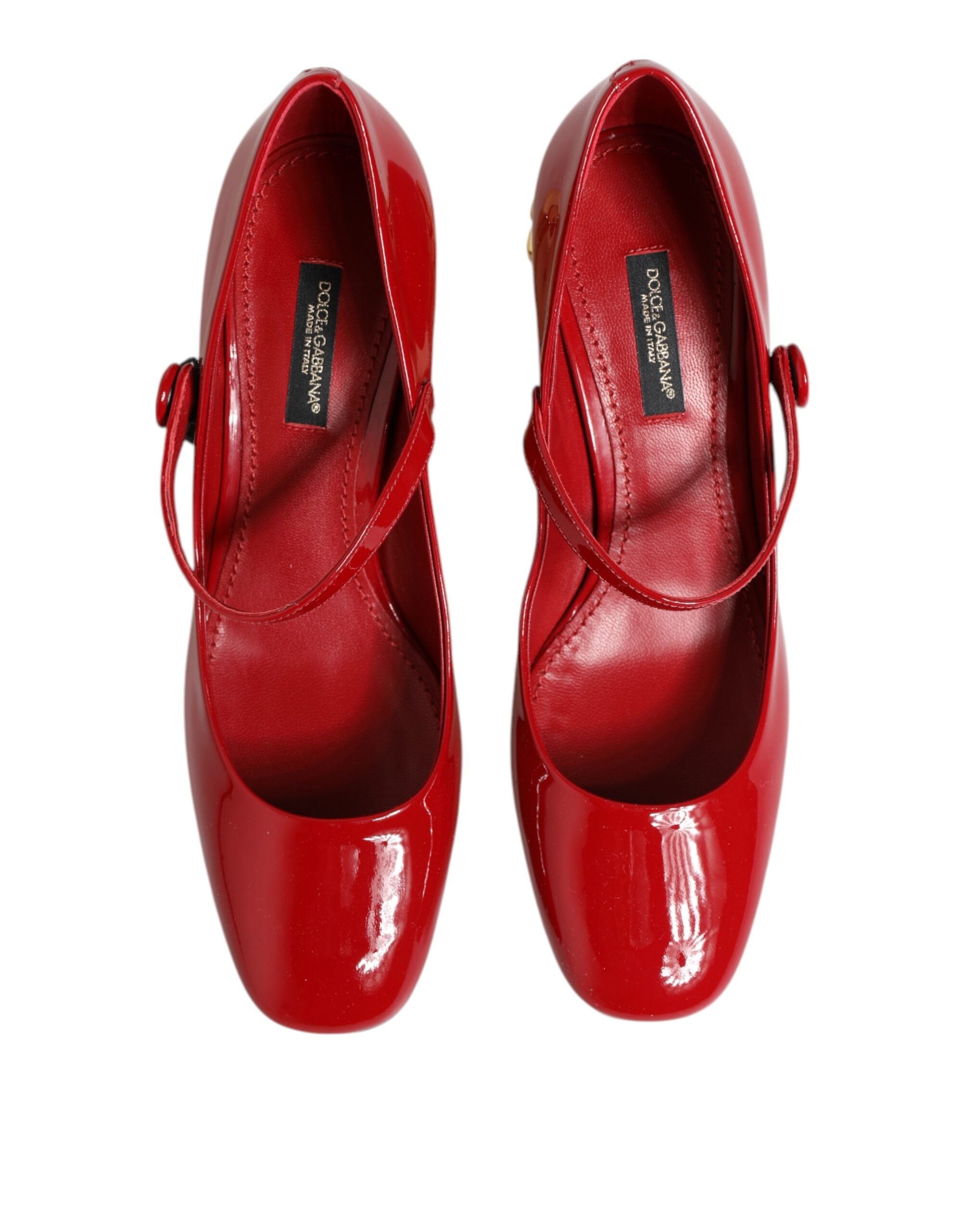 Sandalias de tacón con logotipo DG de cuero rojo de Dolce & Gabbana-4