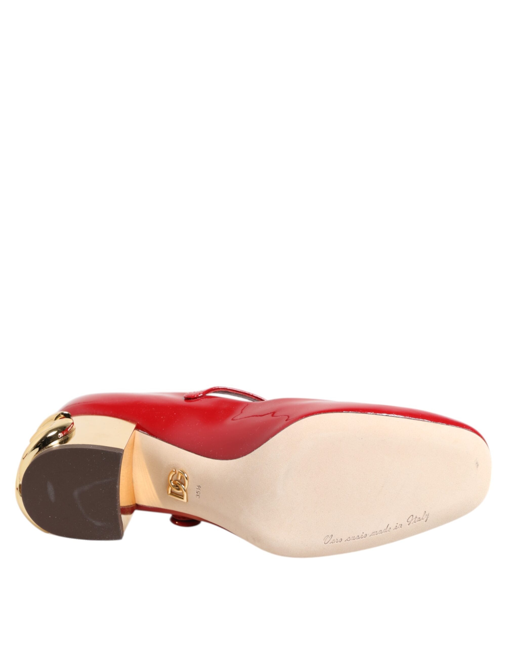 Sandalias de tacón con logotipo DG de cuero rojo de Dolce & Gabbana-8