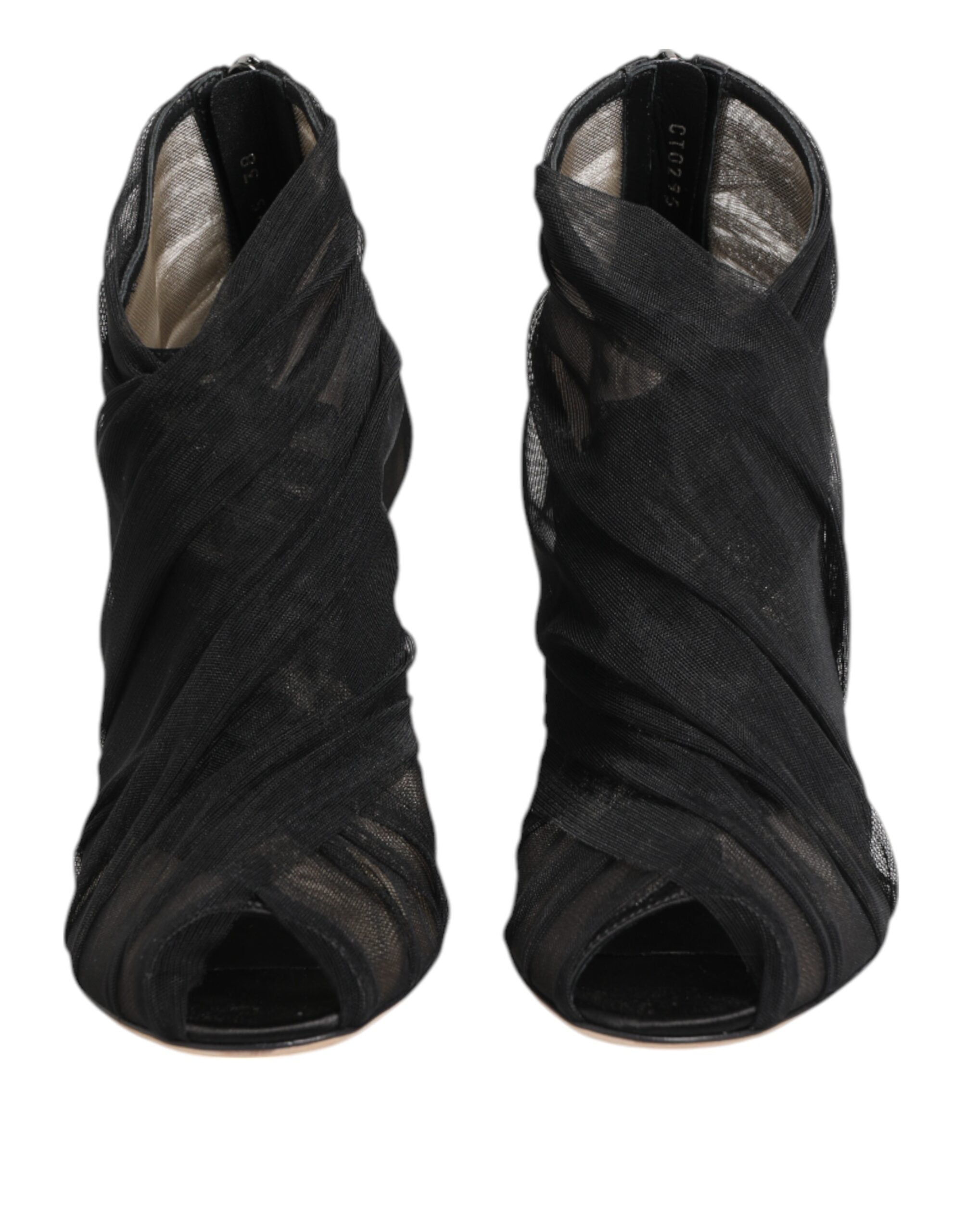 Botines de tacón de aguja de malla negra de Dolce & Gabbana-3