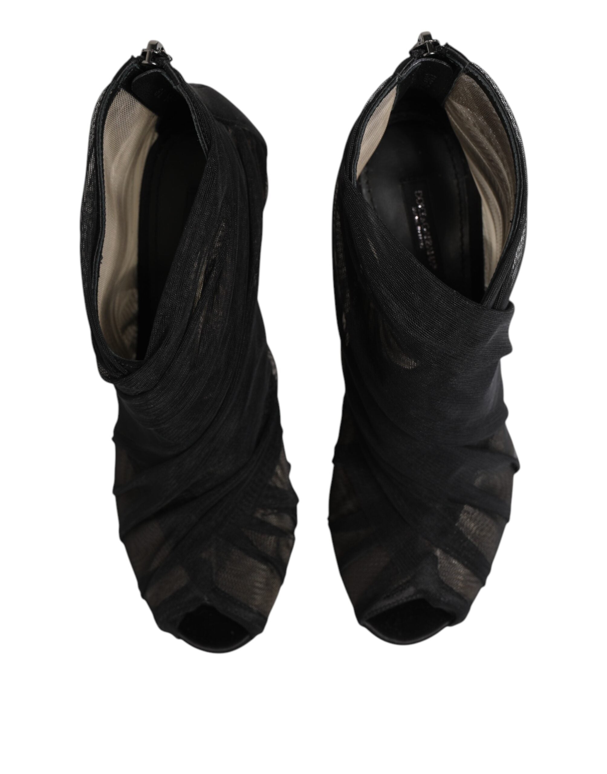 Botines de tacón de aguja de malla negra de Dolce & Gabbana-4