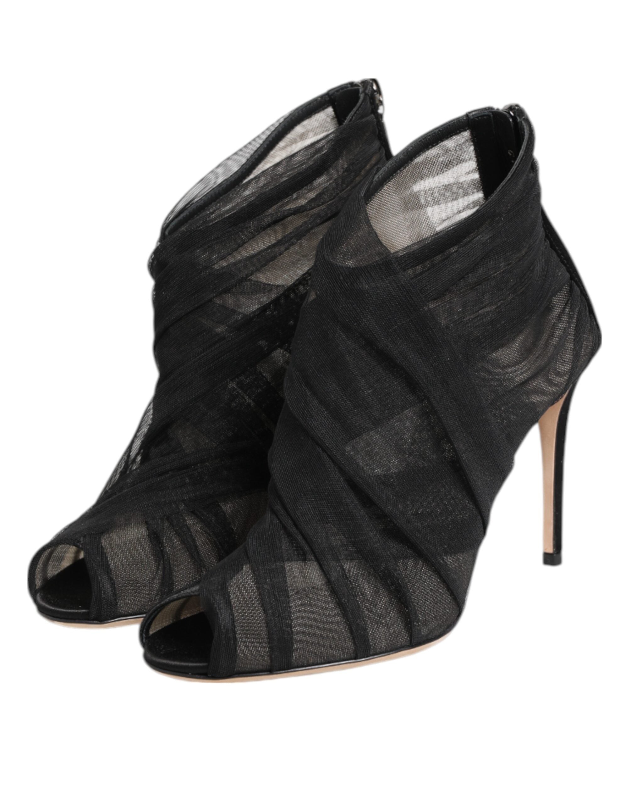 Botines de tacón de aguja de malla negra de Dolce & Gabbana-5