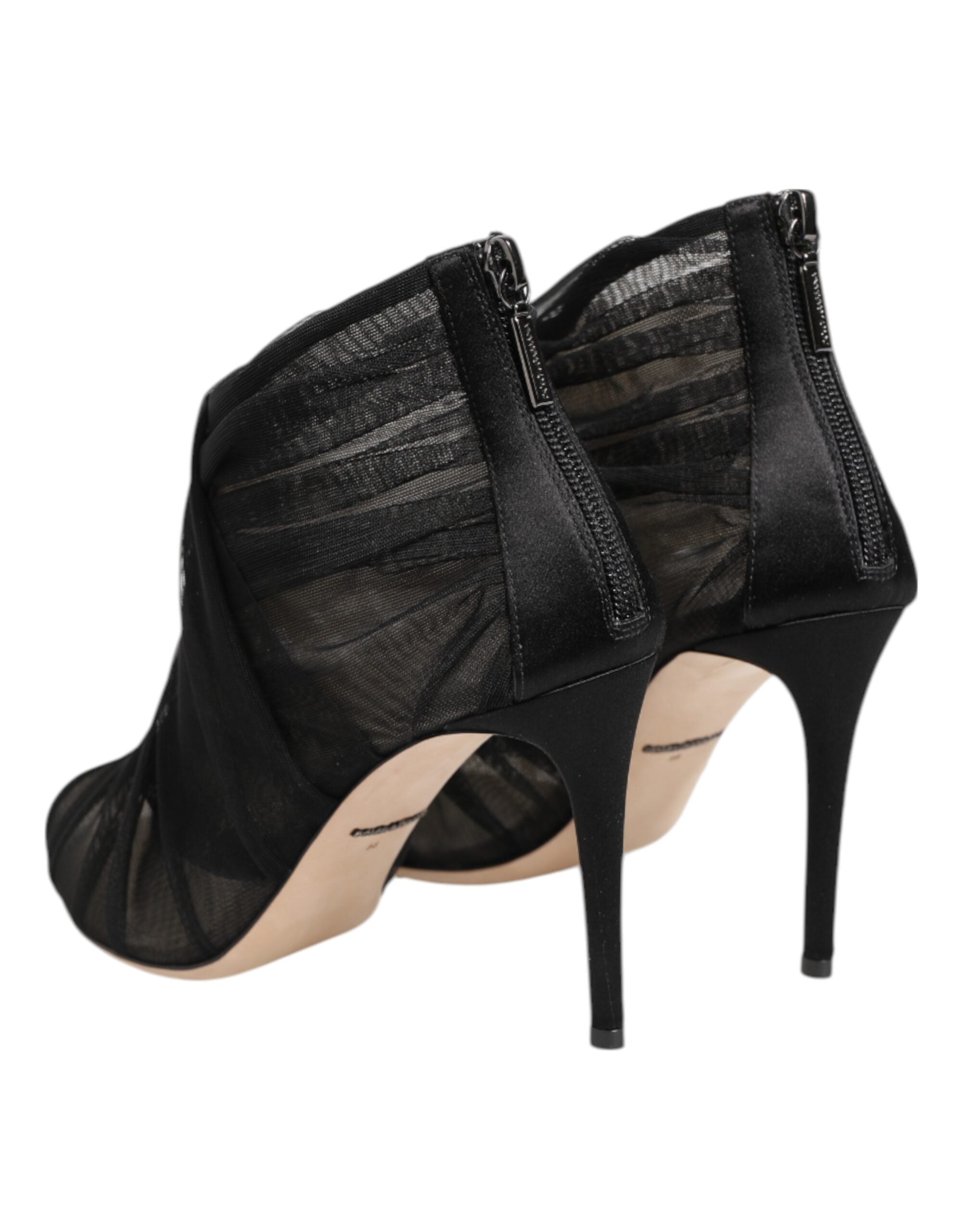 Botines de tacón de aguja de malla negra de Dolce & Gabbana-6