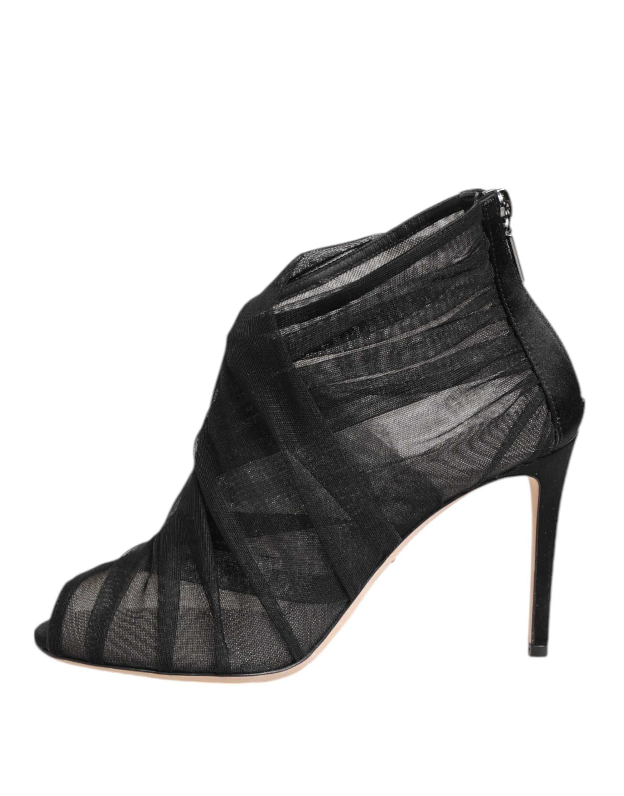 Botines de tacón de aguja de malla negra de Dolce & Gabbana-7