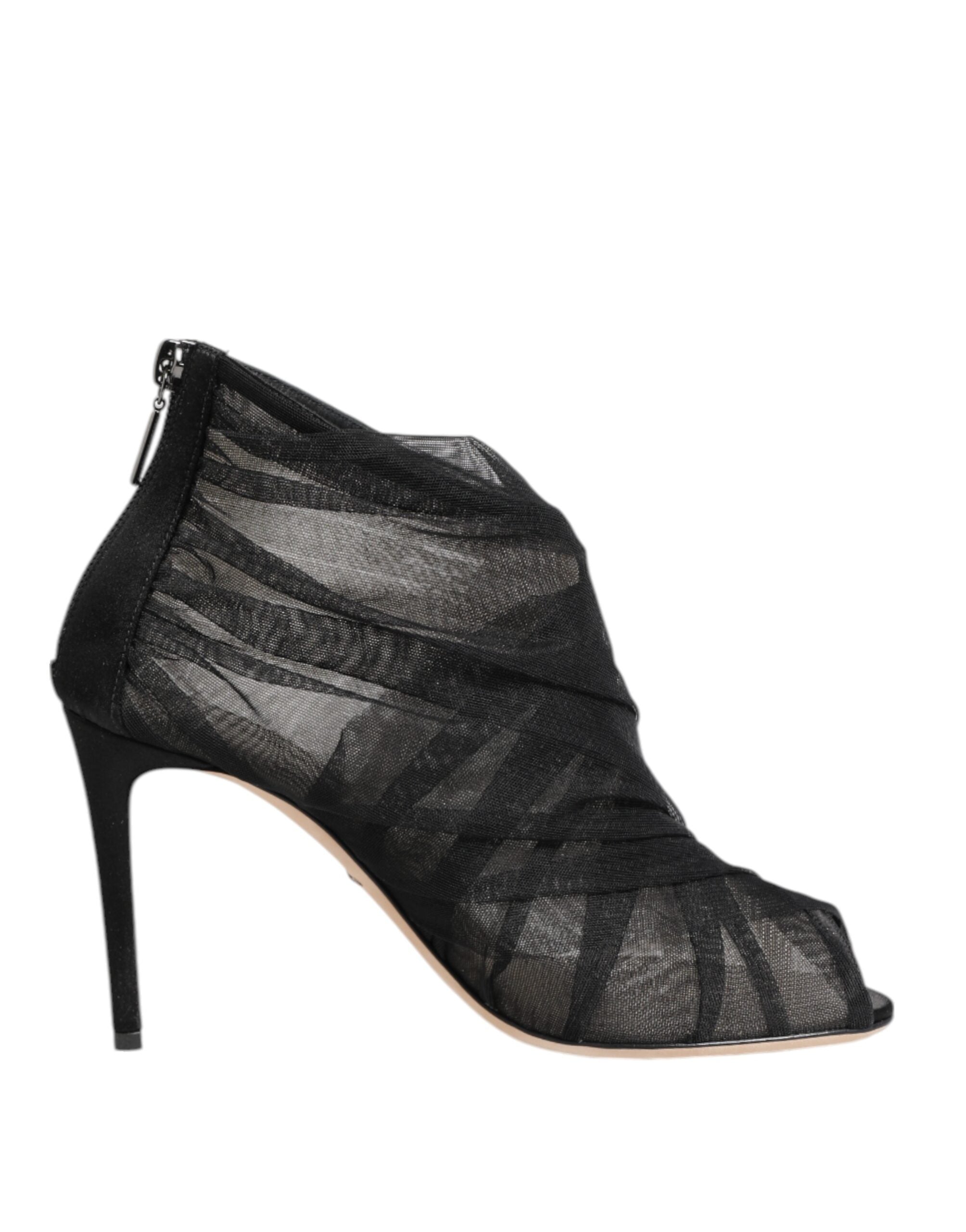 Botines de tacón de aguja de malla negra de Dolce & Gabbana-1