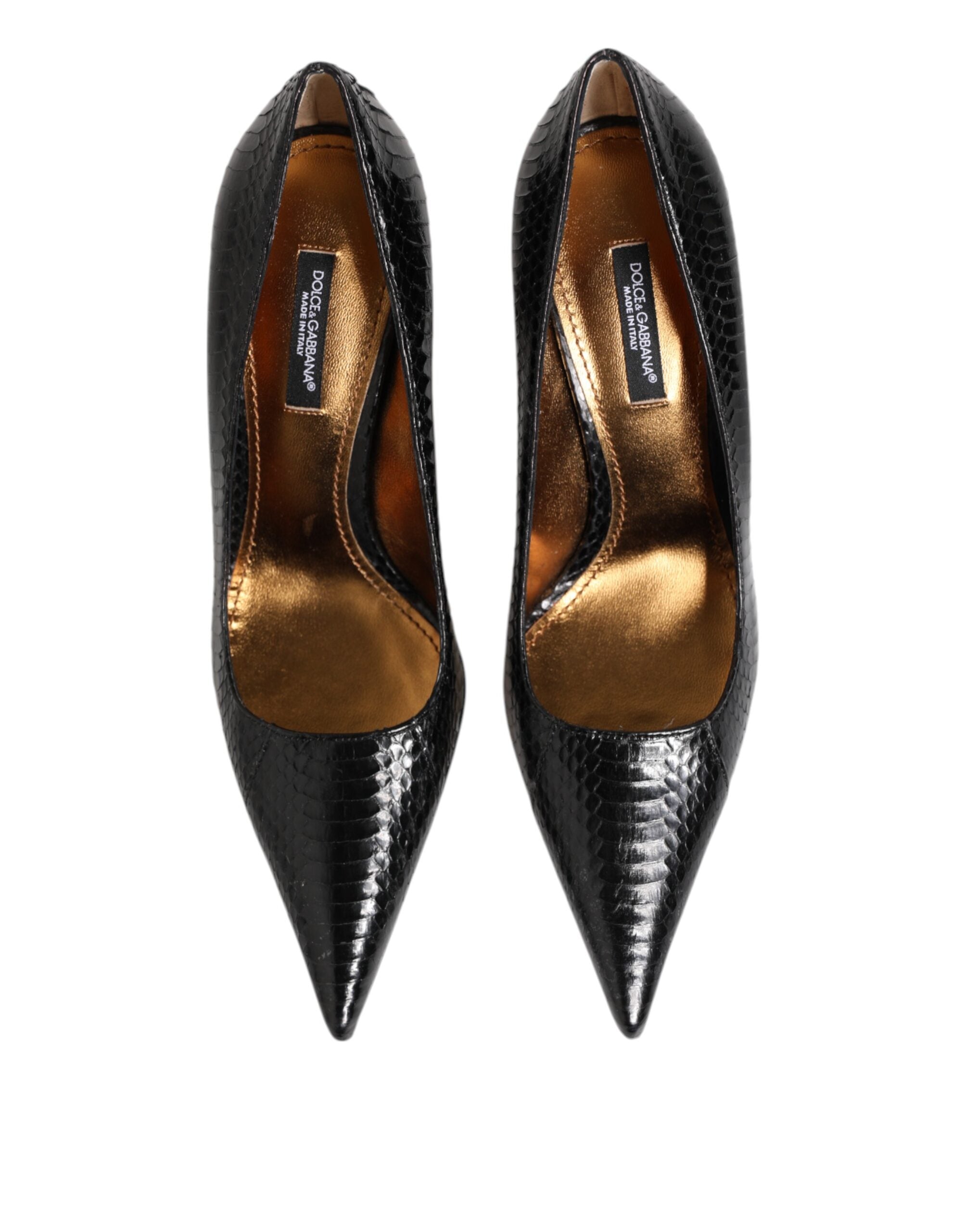 Dolce & Gabbana Schwarze Exotische Leder Stiletto Pumps Schuhe-2