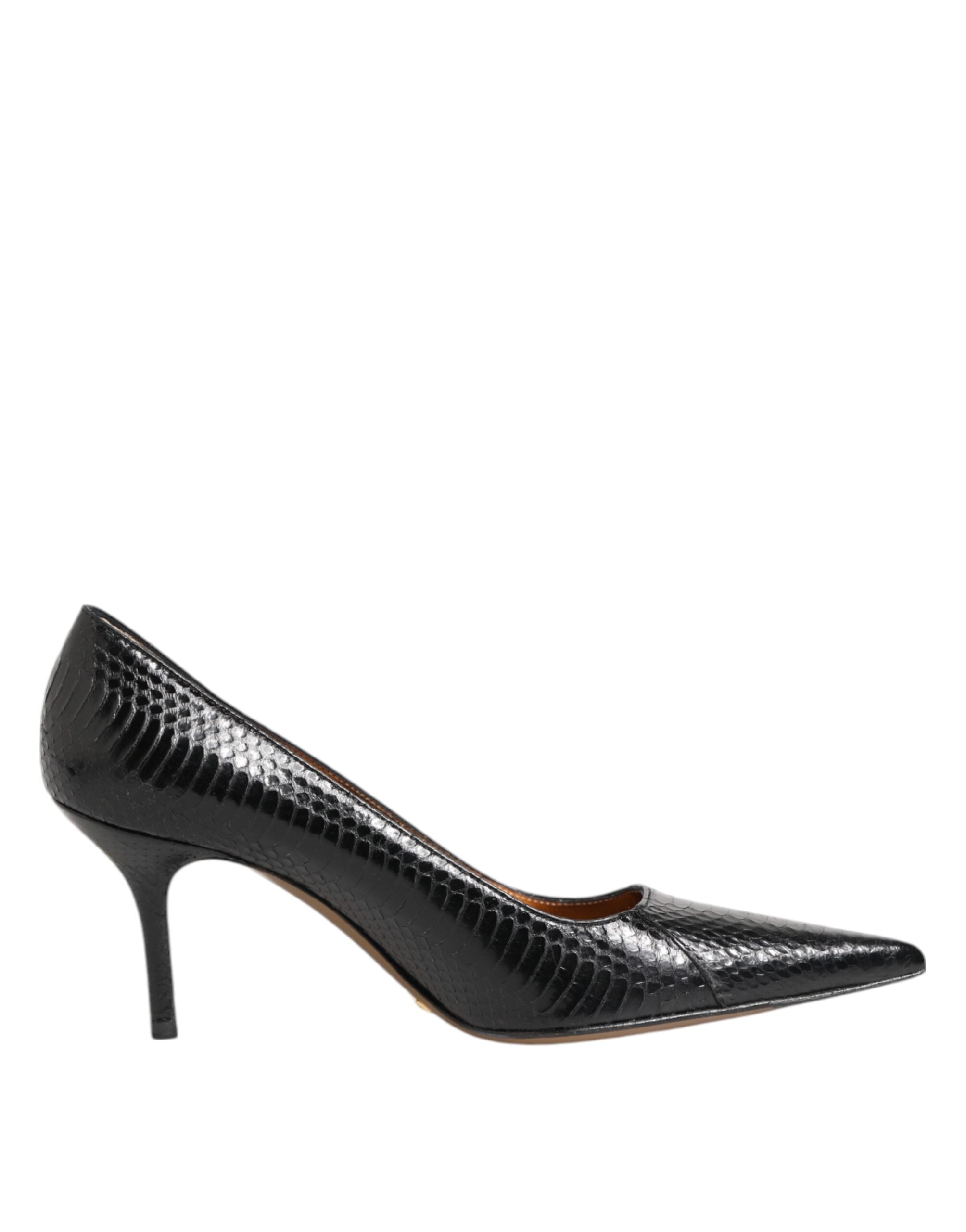 Dolce & Gabbana Schwarze Exotische Leder Stiletto Pumps Schuhe-6