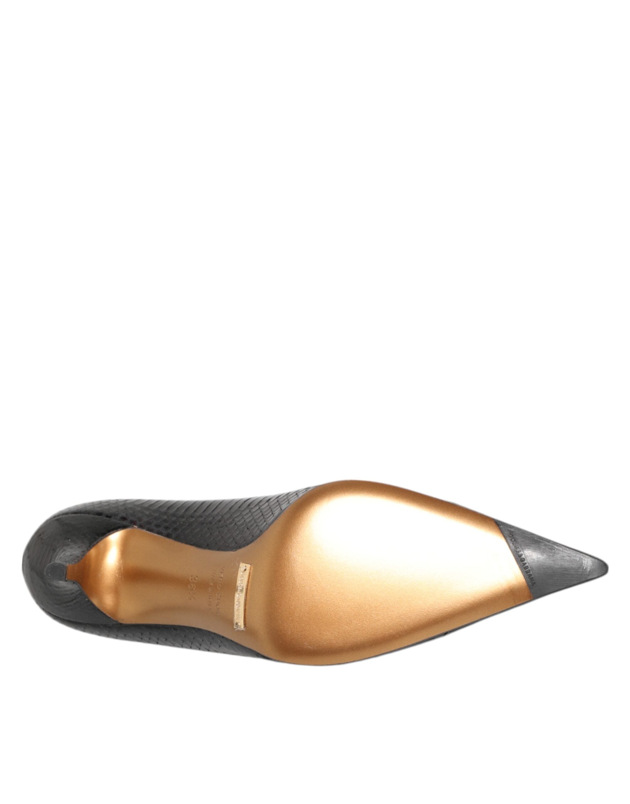 Dolce & Gabbana Schwarze Exotische Leder Stiletto Pumps Schuhe-8