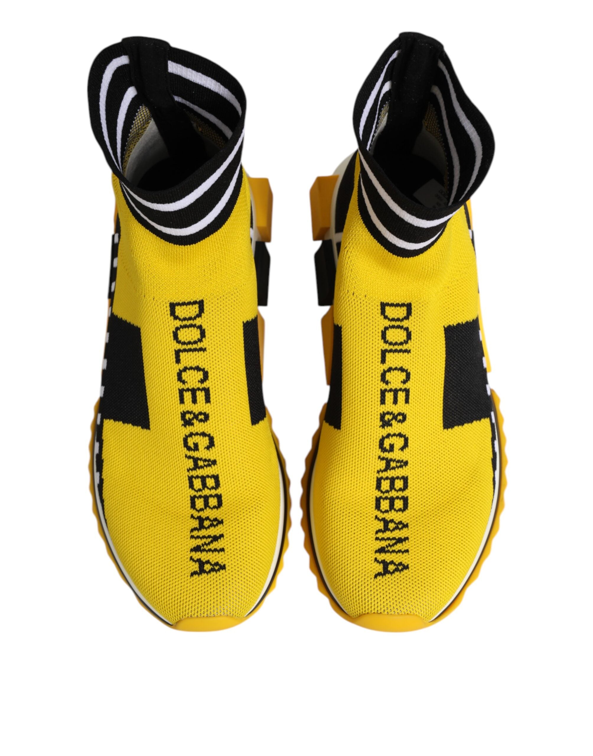 Dolce & Gabbana Yellow Black Sorrento Socks Sneakers Shoes-4