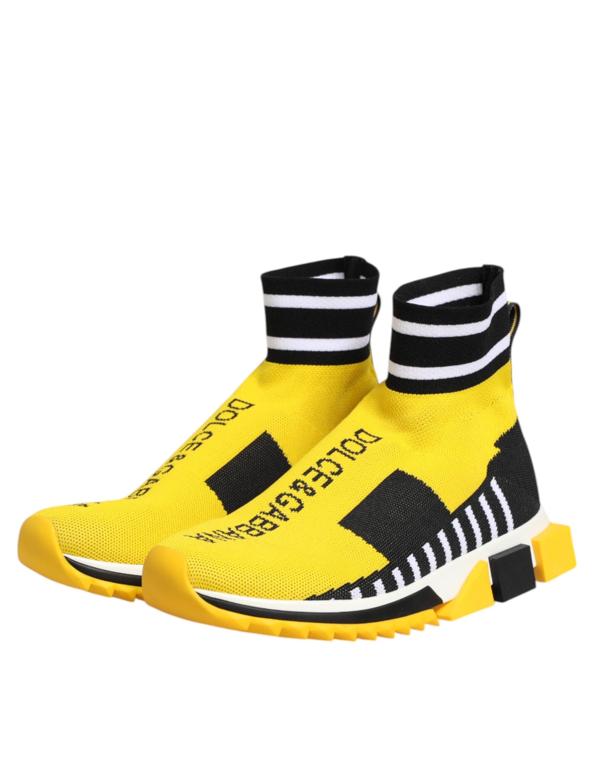 Dolce & Gabbana Yellow Black Sorrento Socks Sneakers Shoes-5