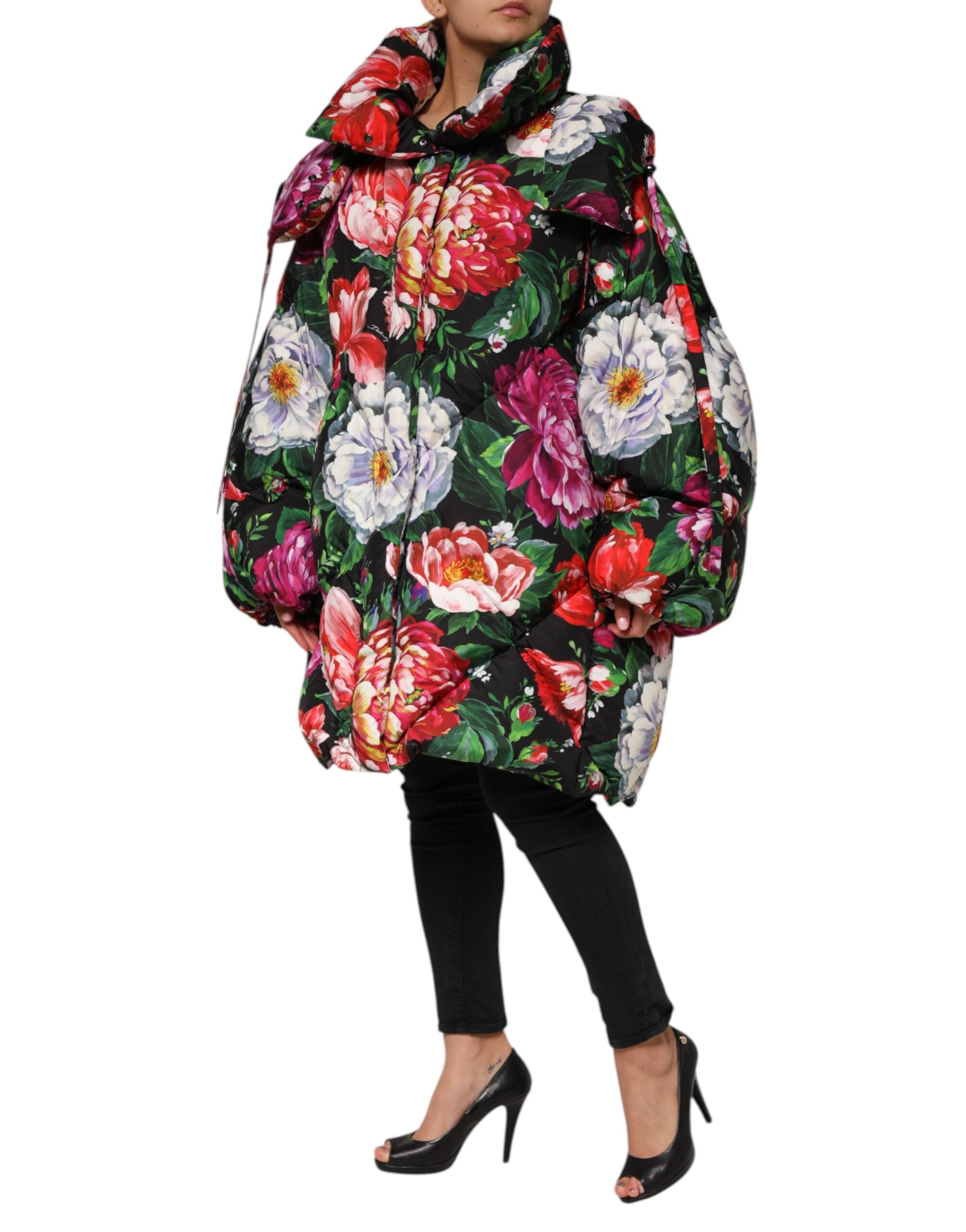 Dolce & Gabbana Multicolor Floral Hooded Coat Jacket-3