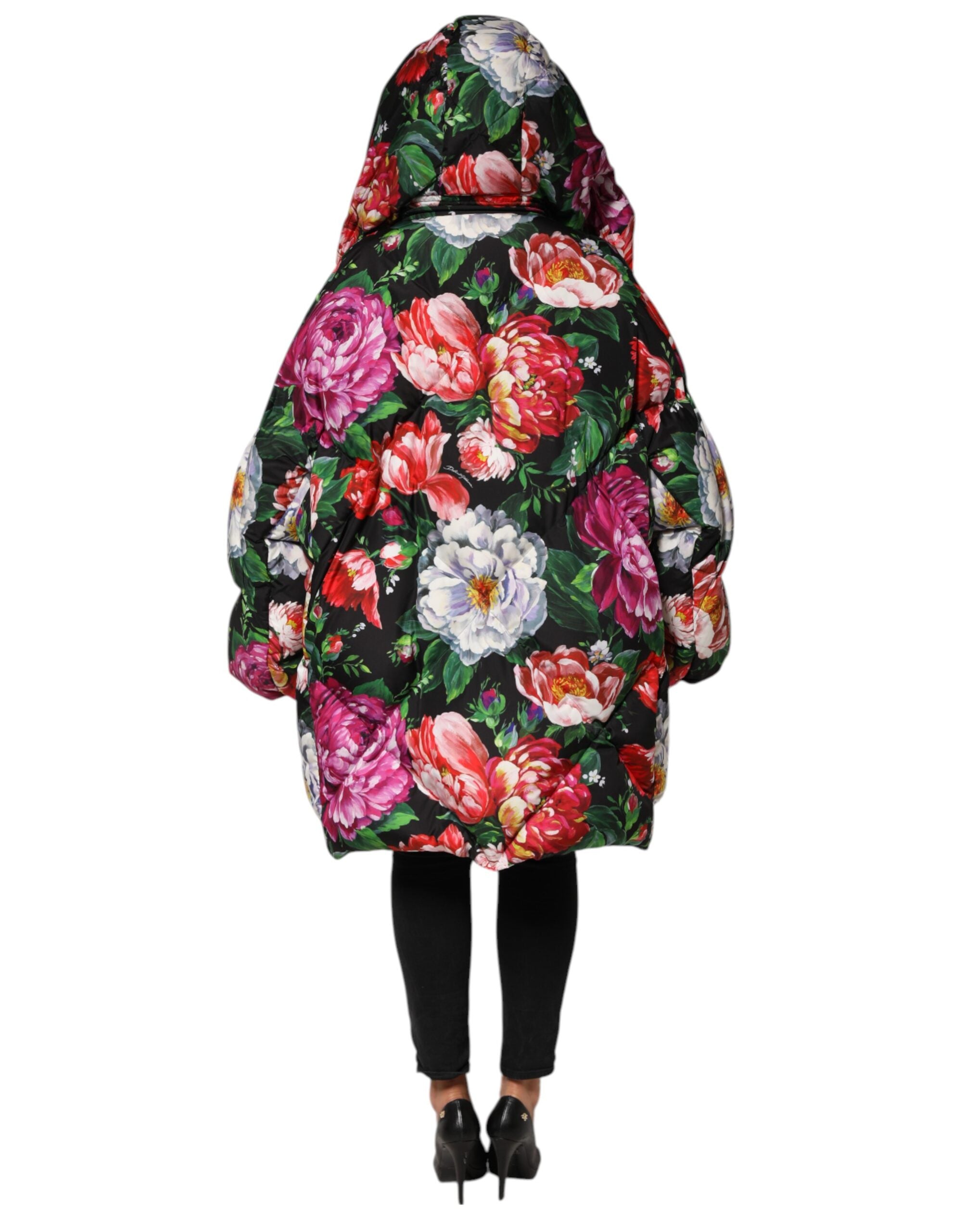 Dolce & Gabbana Multicolor Floral Hooded Coat Jacket-4