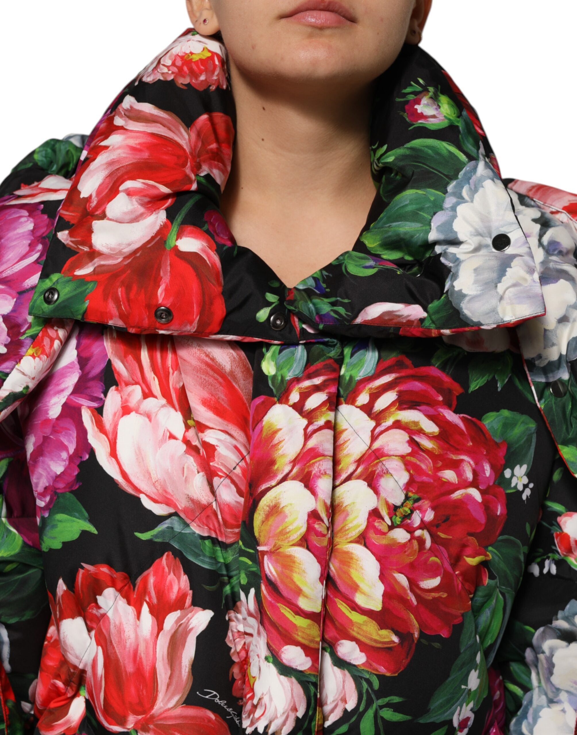 Dolce & Gabbana Multicolor Floral Hooded Coat Jacket-5