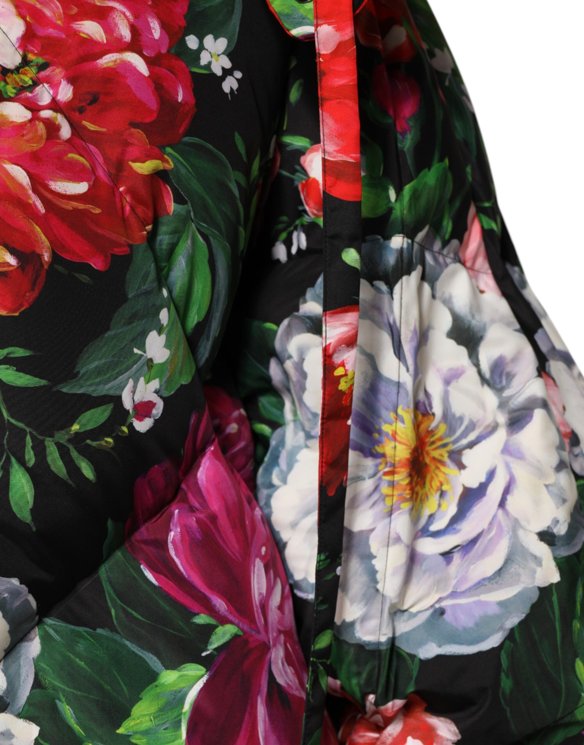 Dolce & Gabbana Multicolor Floral Hooded Coat Jacket-6
