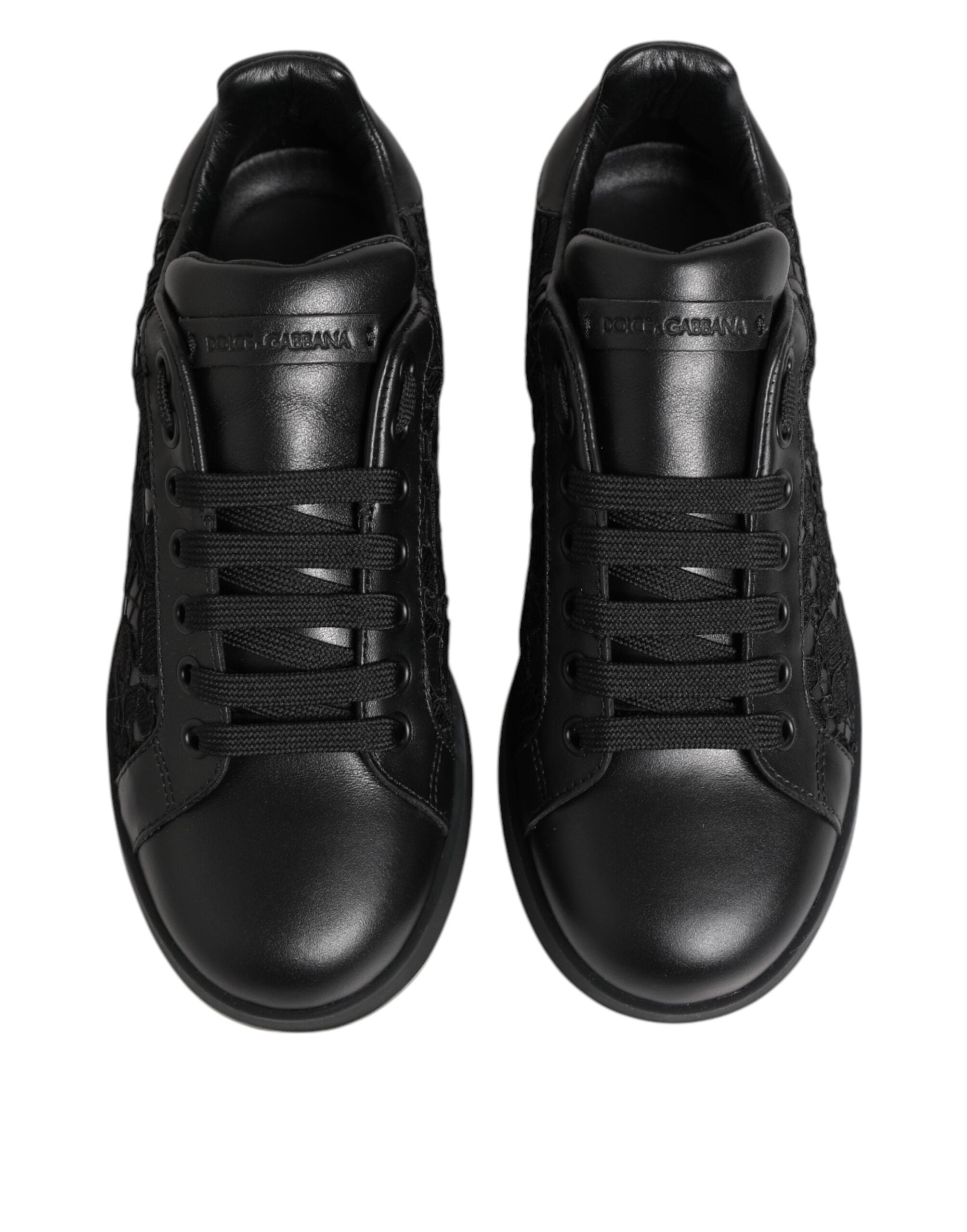 Zapatillas bajas con encaje floral negro de Dolce & Gabbana-4