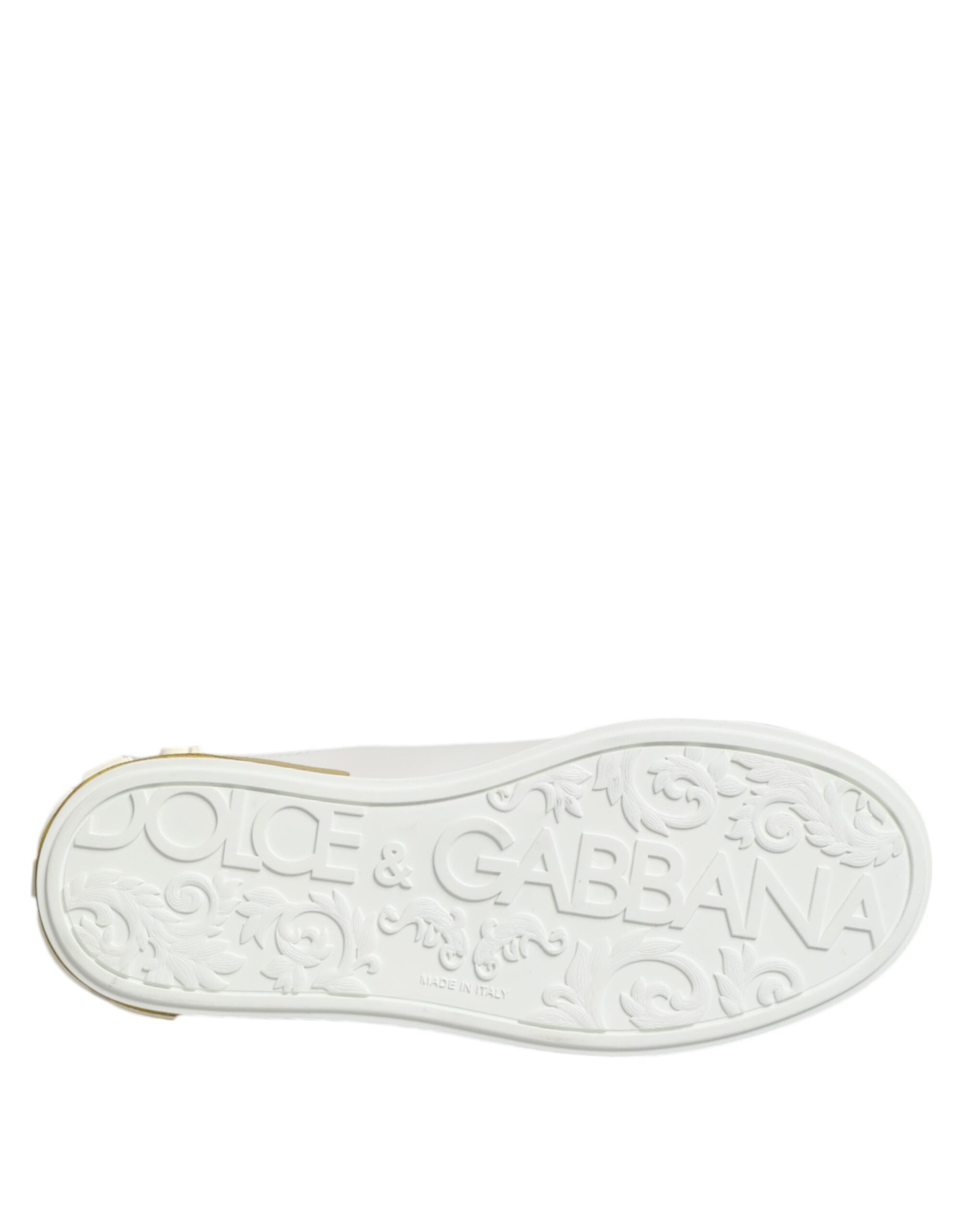 Dolce & Gabbana Weiß Gelb Leder Low Top Turnschuhe Schuhe-8