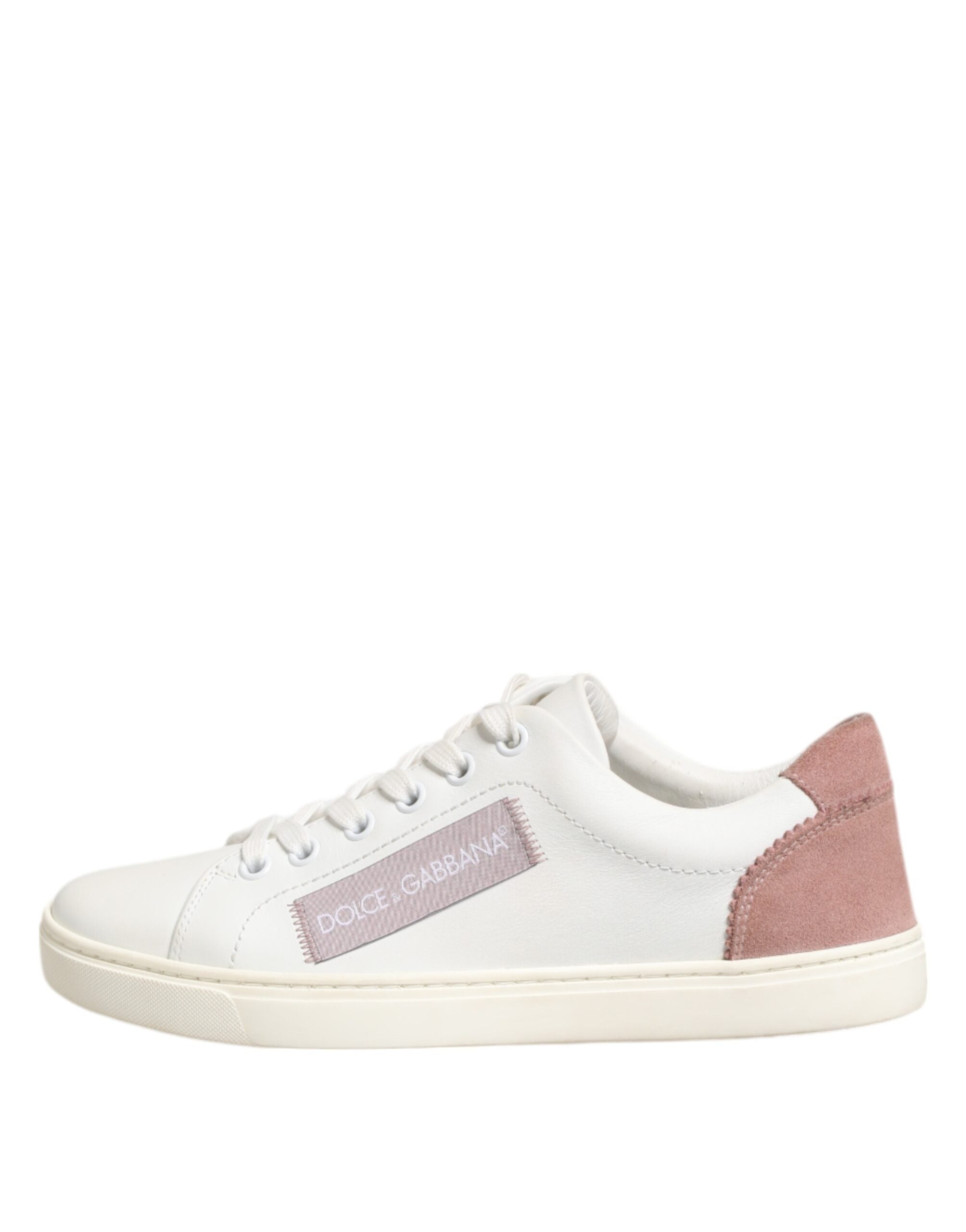 Zapatillas bajas de cuero blanco y rosa de Dolce & Gabbana-2
