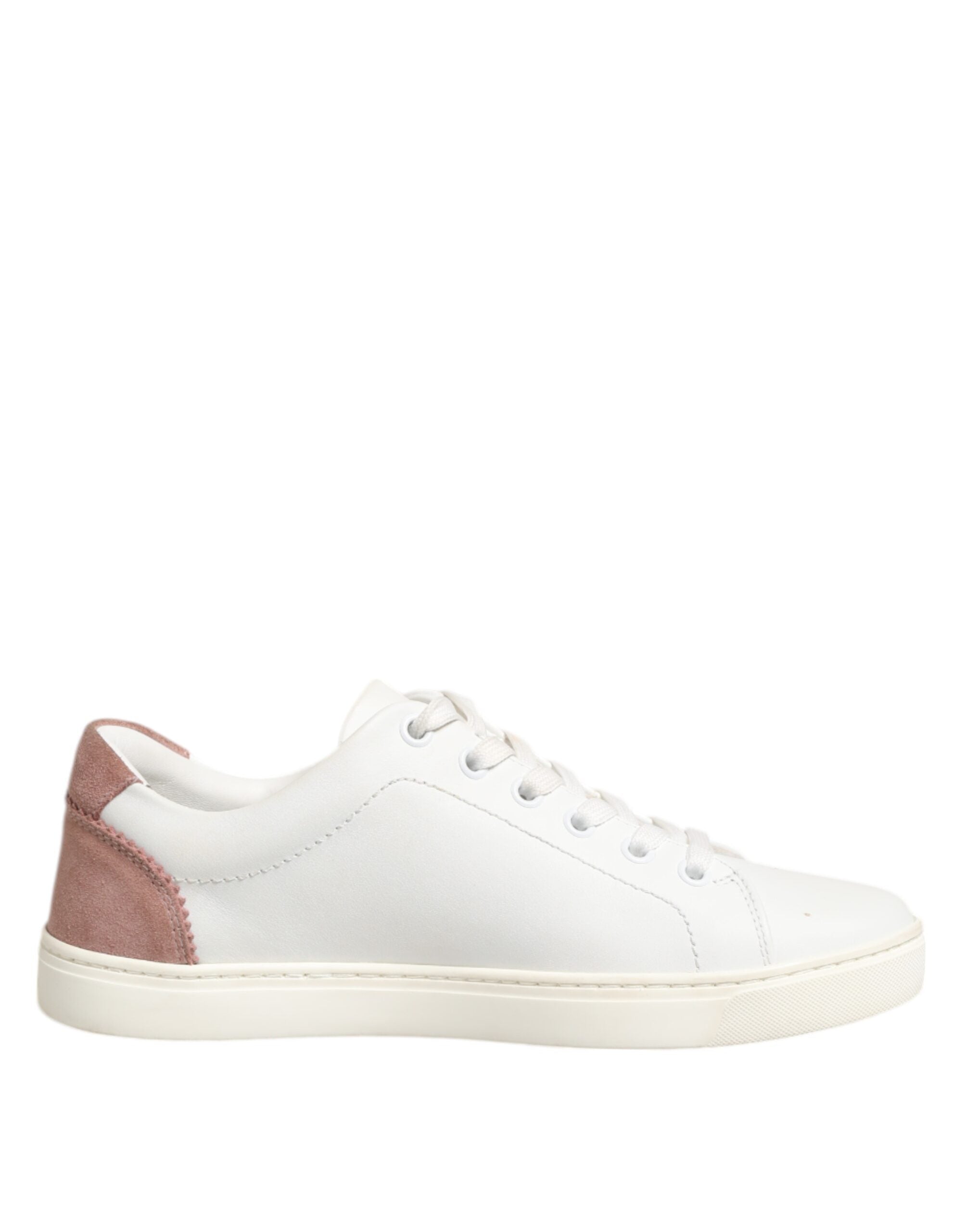 Zapatillas bajas de cuero blanco y rosa de Dolce & Gabbana-1