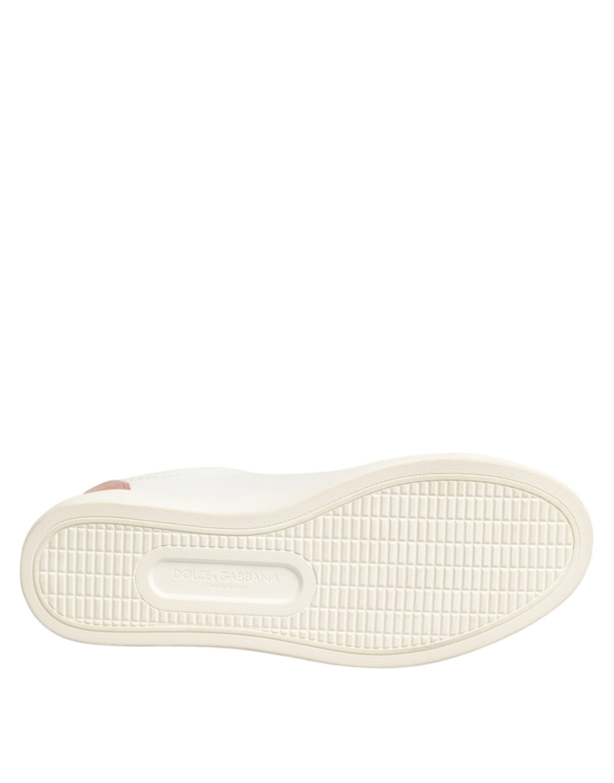 Zapatillas bajas de cuero blanco y rosa de Dolce & Gabbana-8