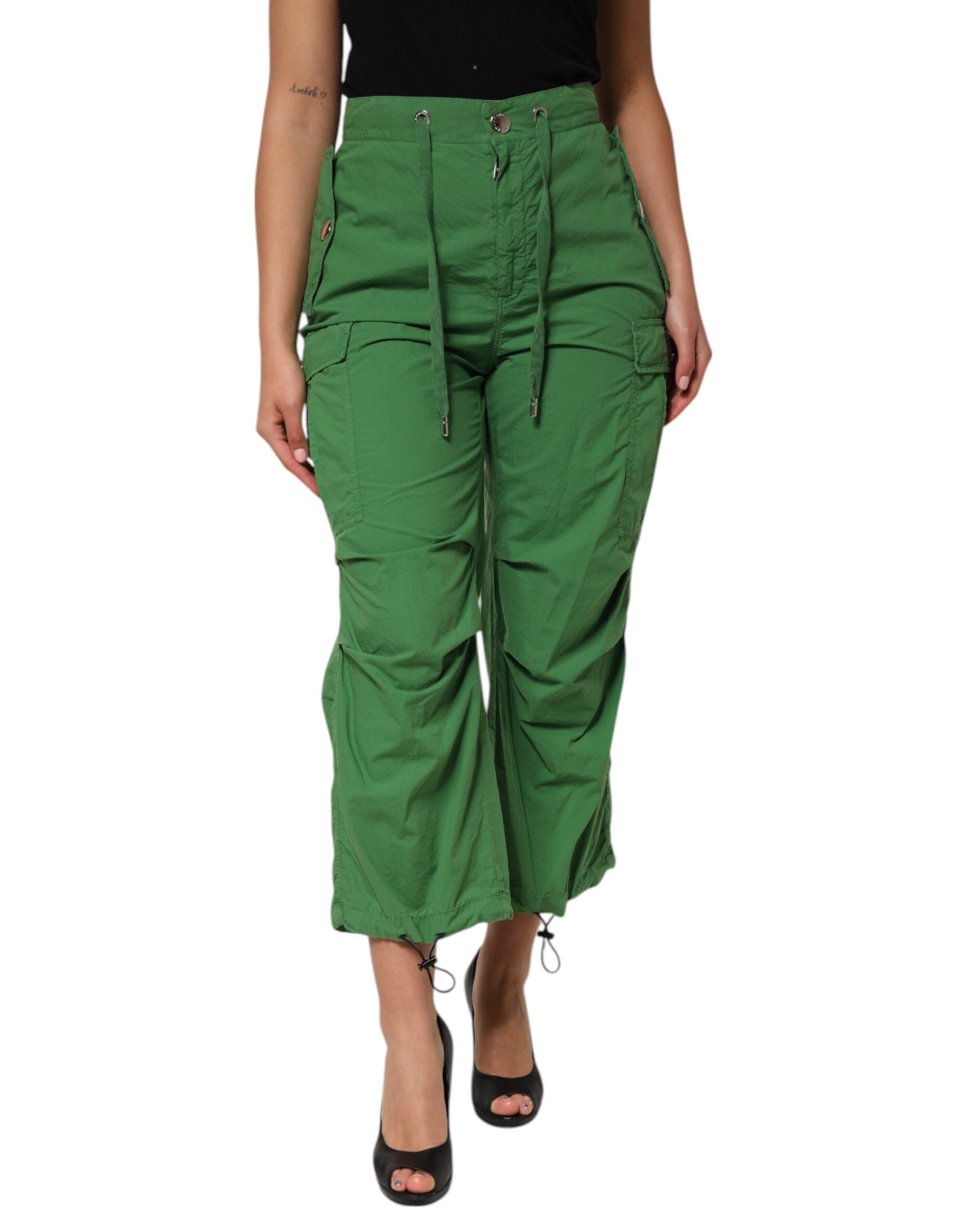 Dolce & Gabbana Green Cotton High-Waisted Cargo Trousers-2
