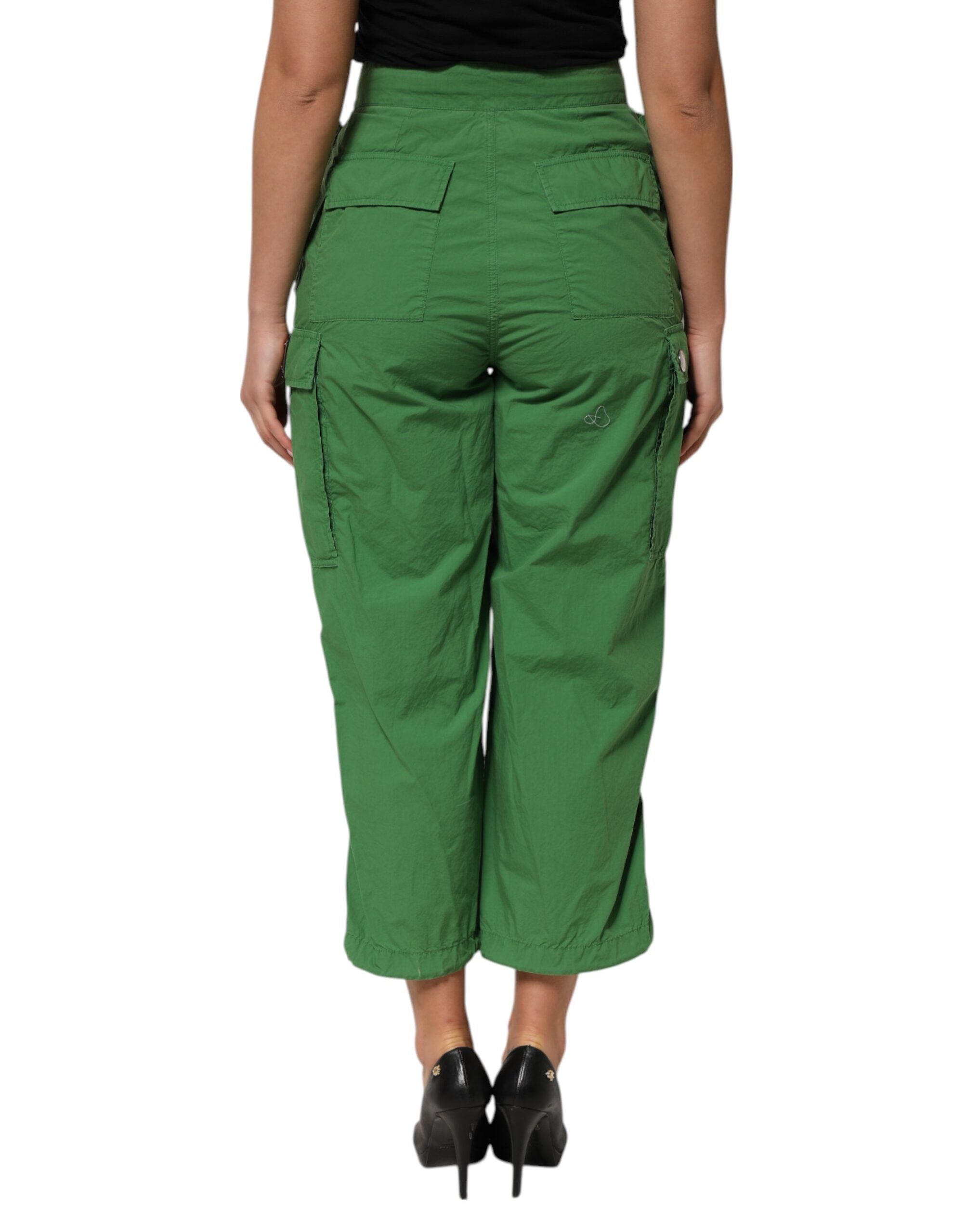 Dolce & Gabbana Green Cotton High-Waisted Cargo Trousers-4