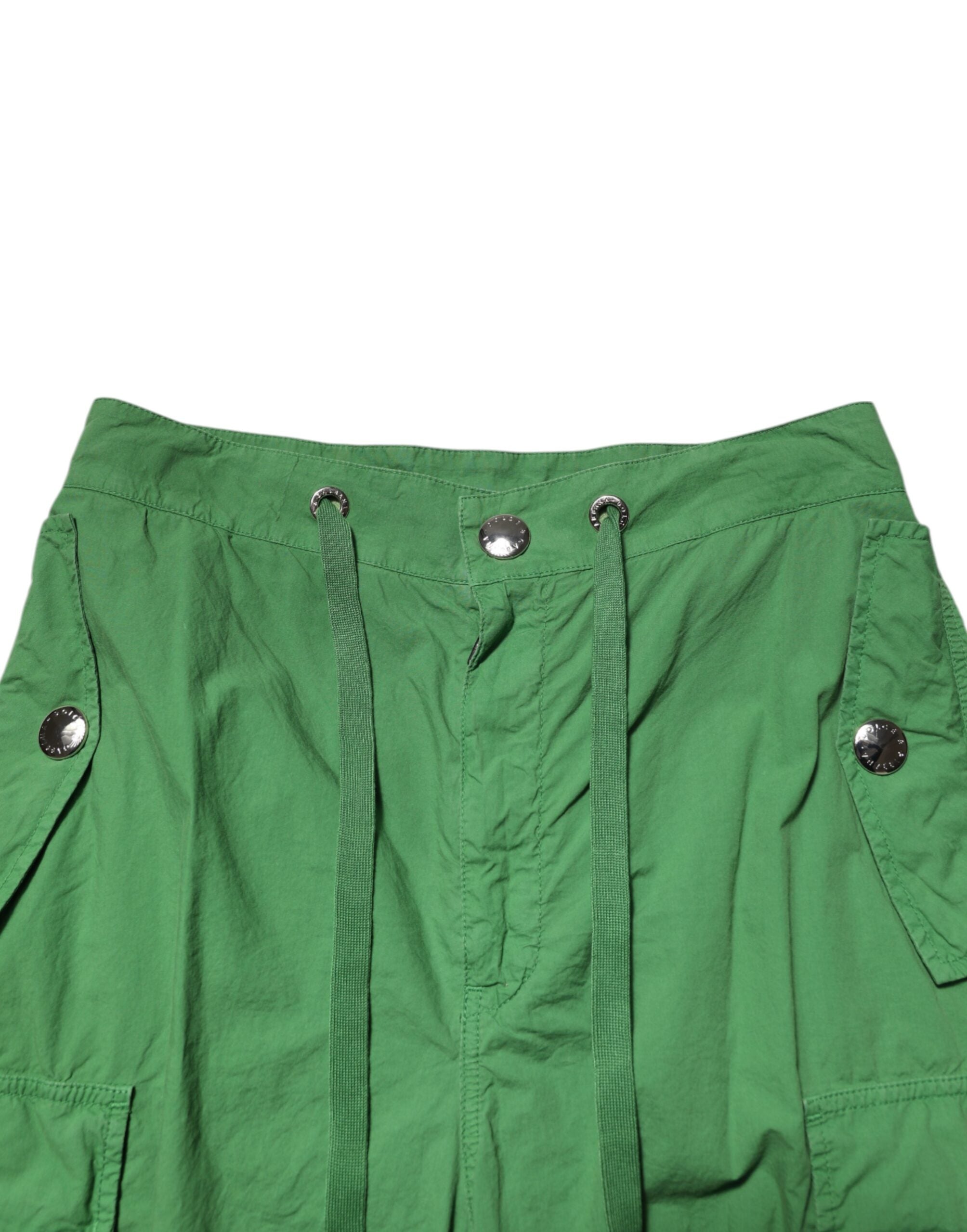 Dolce & Gabbana Green Cotton High-Waisted Cargo Trousers-5