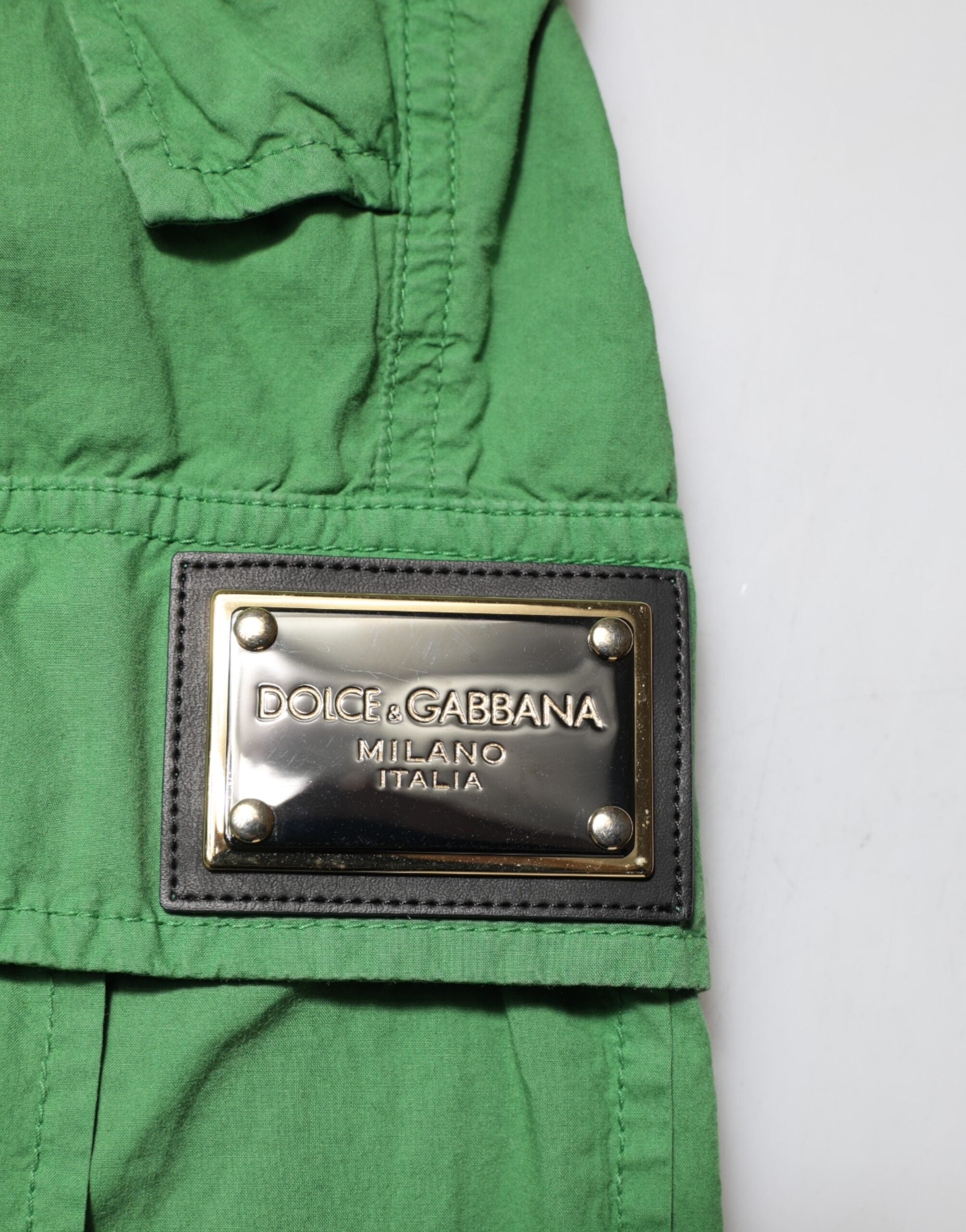 Dolce & Gabbana Green Cotton High-Waisted Cargo Trousers-6