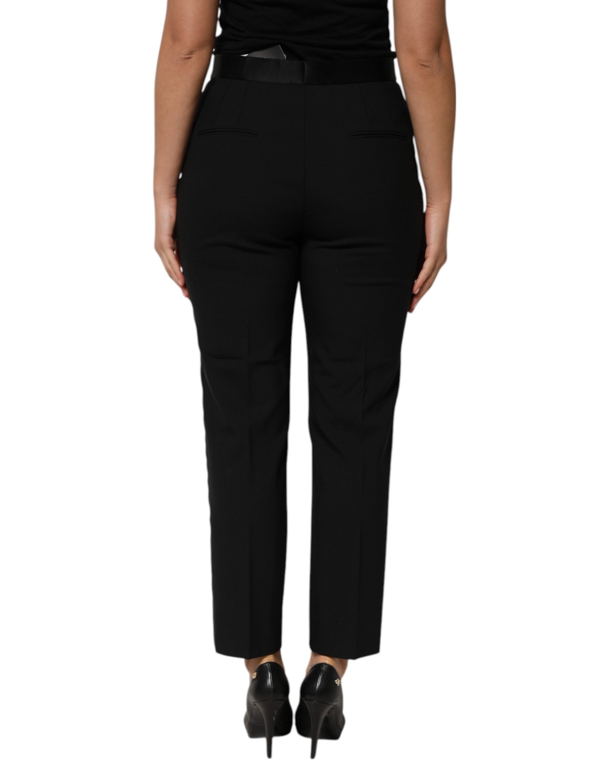 Dolce & Gabbana Black high-waisted wool trousers-4