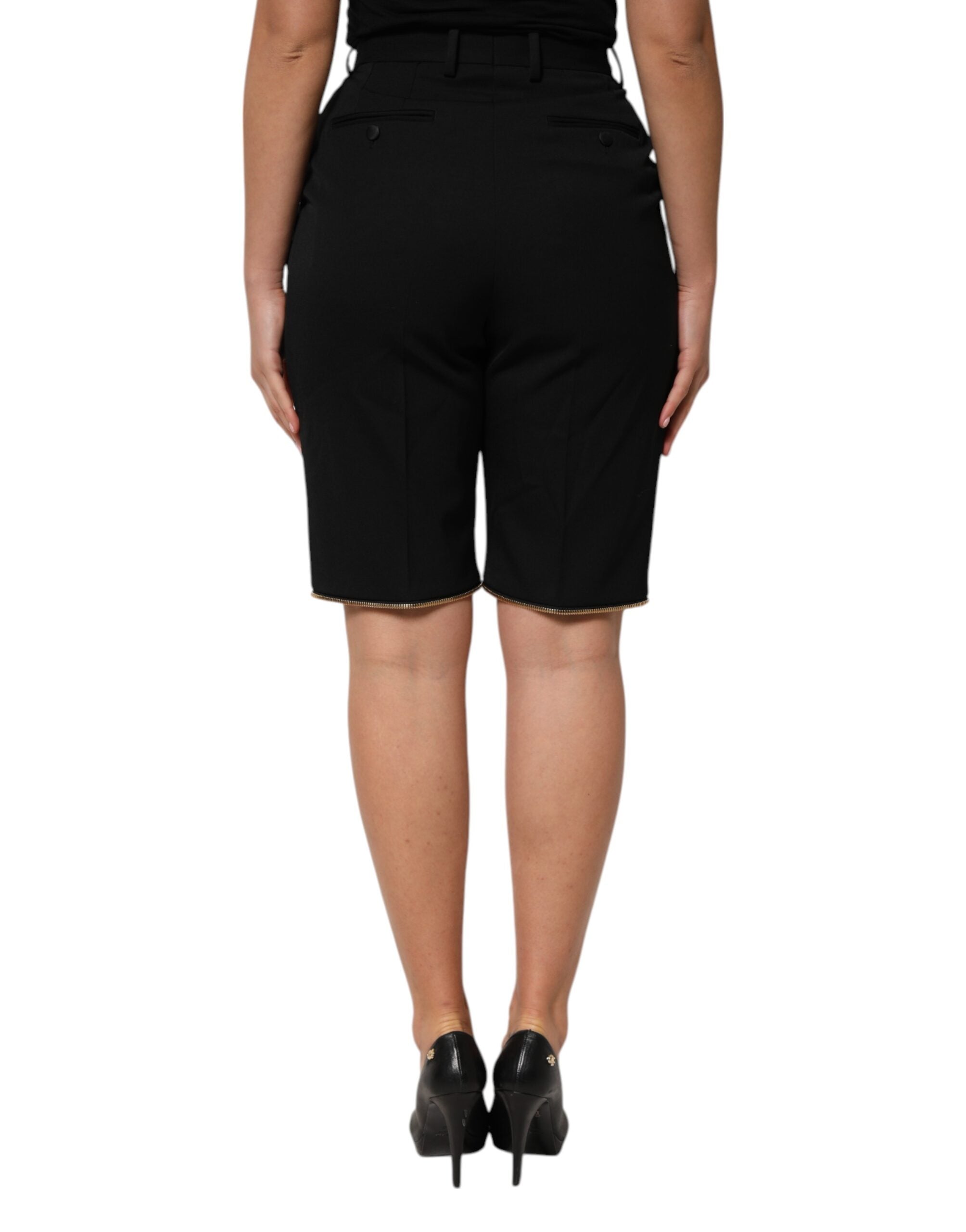 Dolce & Gabbana Schwarze Straight Leg Hose aus Wolle mit Reißverschluss-7