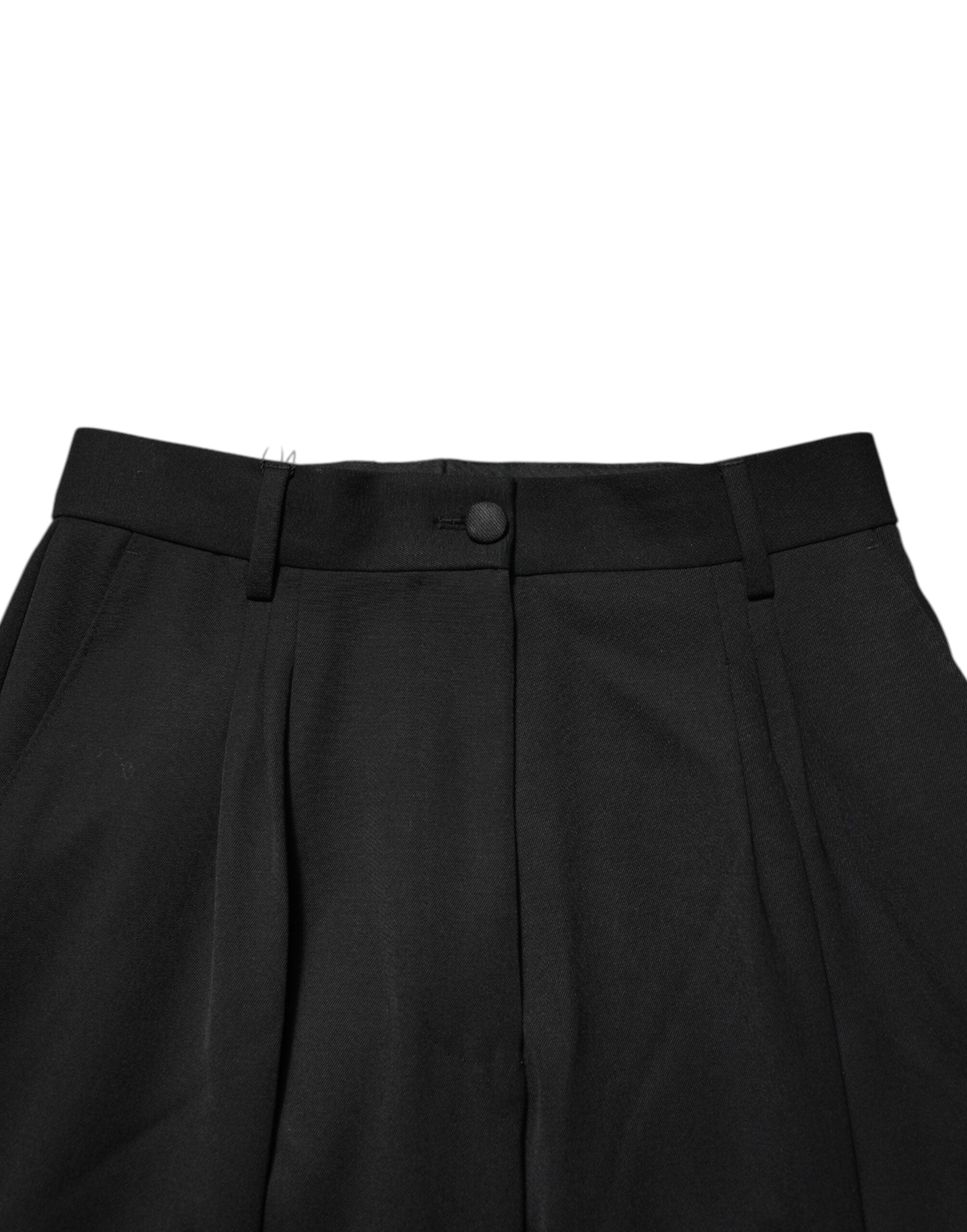 Dolce & Gabbana Schwarze Straight Leg Hose aus Wolle mit Reißverschluss-8