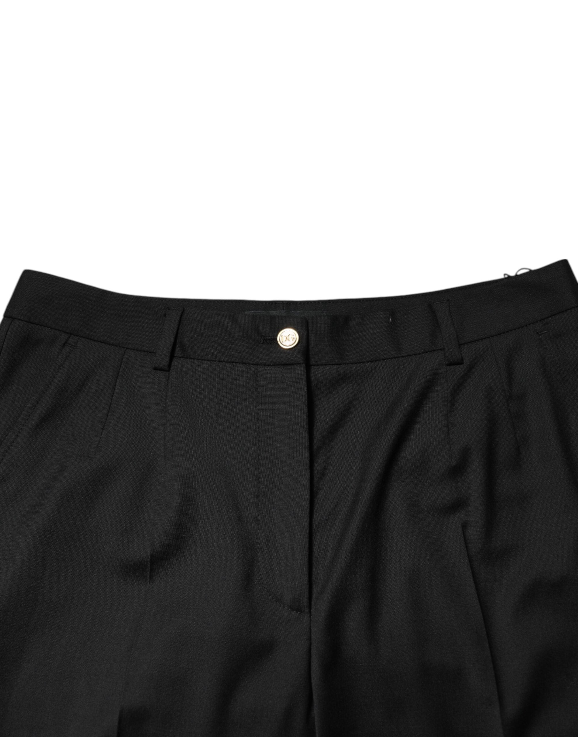 Dolce & Gabbana Black tapered women's trousers in polyester-5