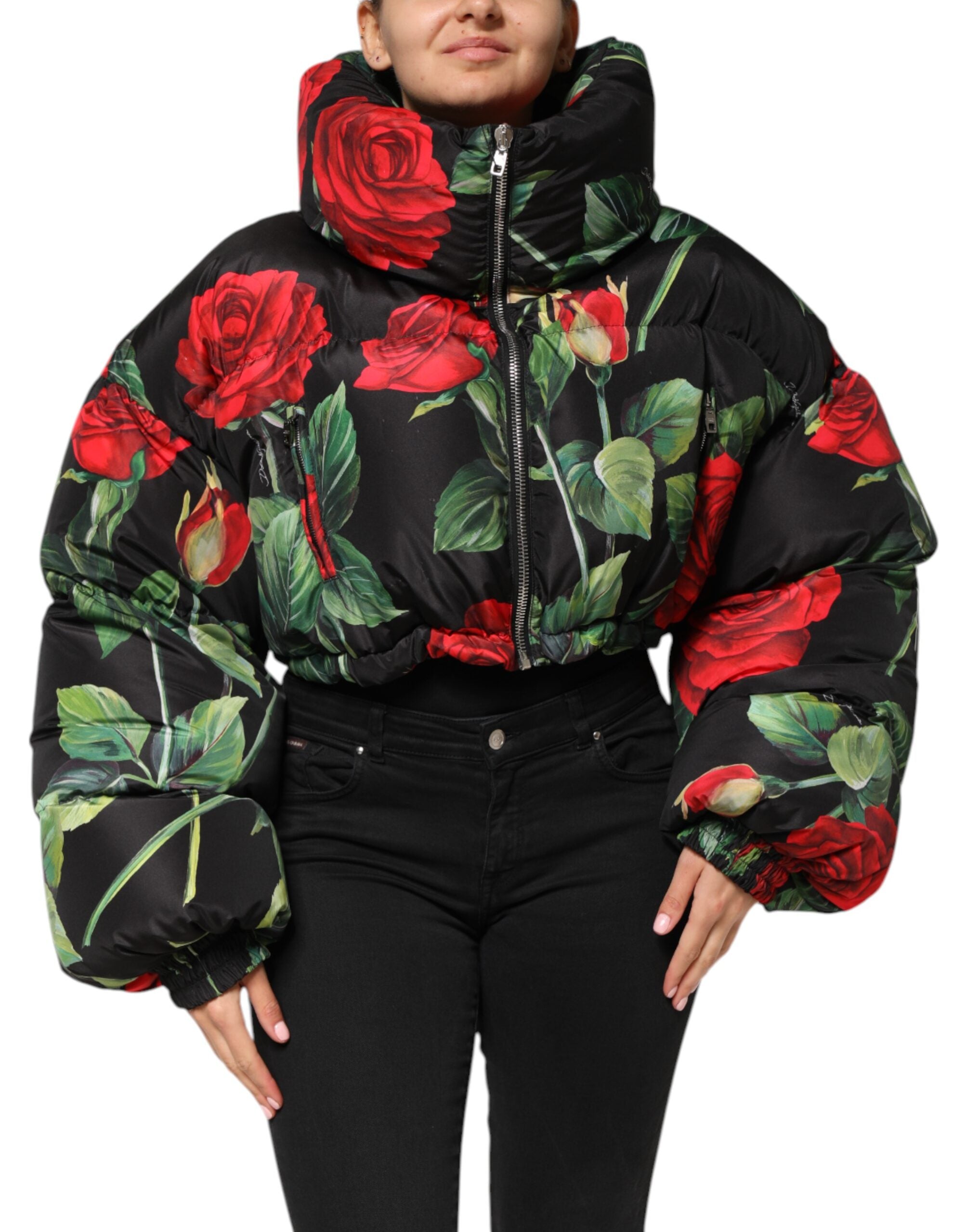 Dolce & Gabbana Multicolor Floral Puffer Coat Full Zip Jacket-2