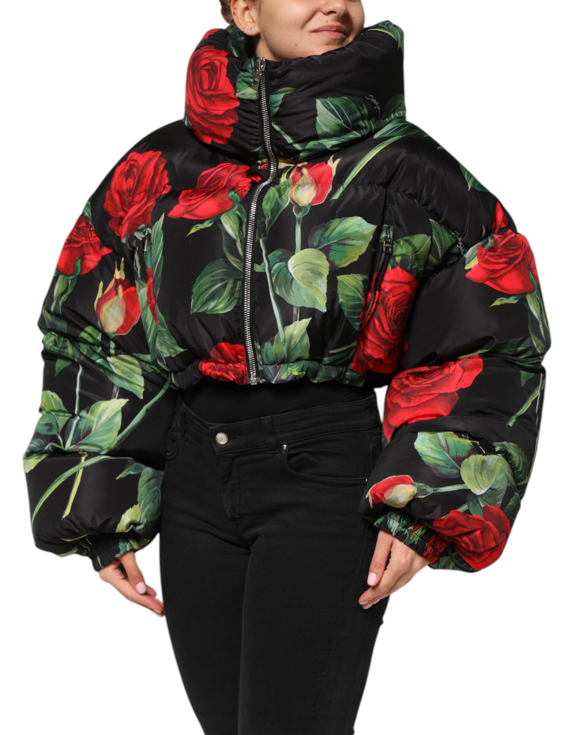 Dolce & Gabbana Multicolor Floral Puffer Coat Full Zip Jacket-3