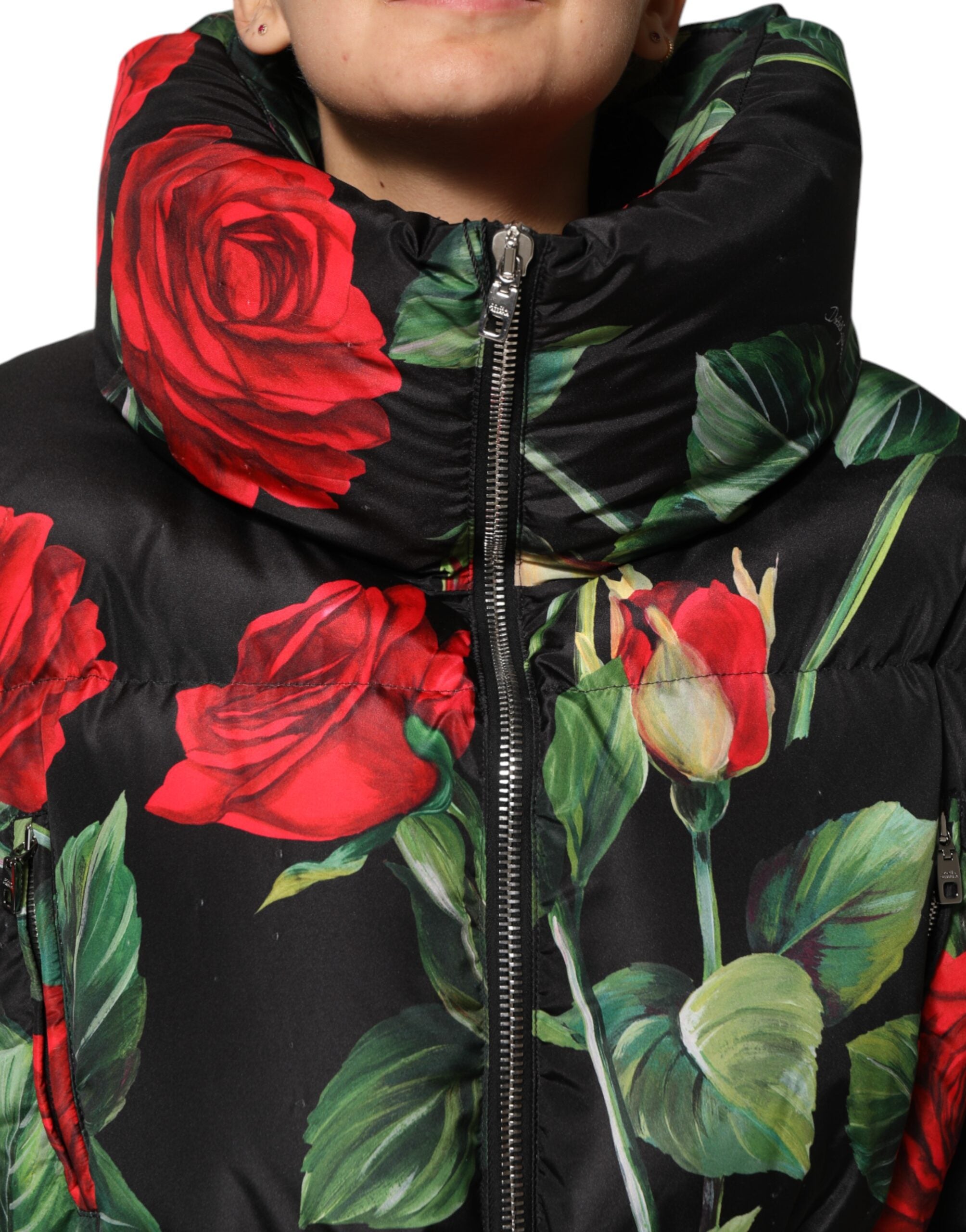 Dolce & Gabbana Multicolor Floral Puffer Coat Full Zip Jacket-5