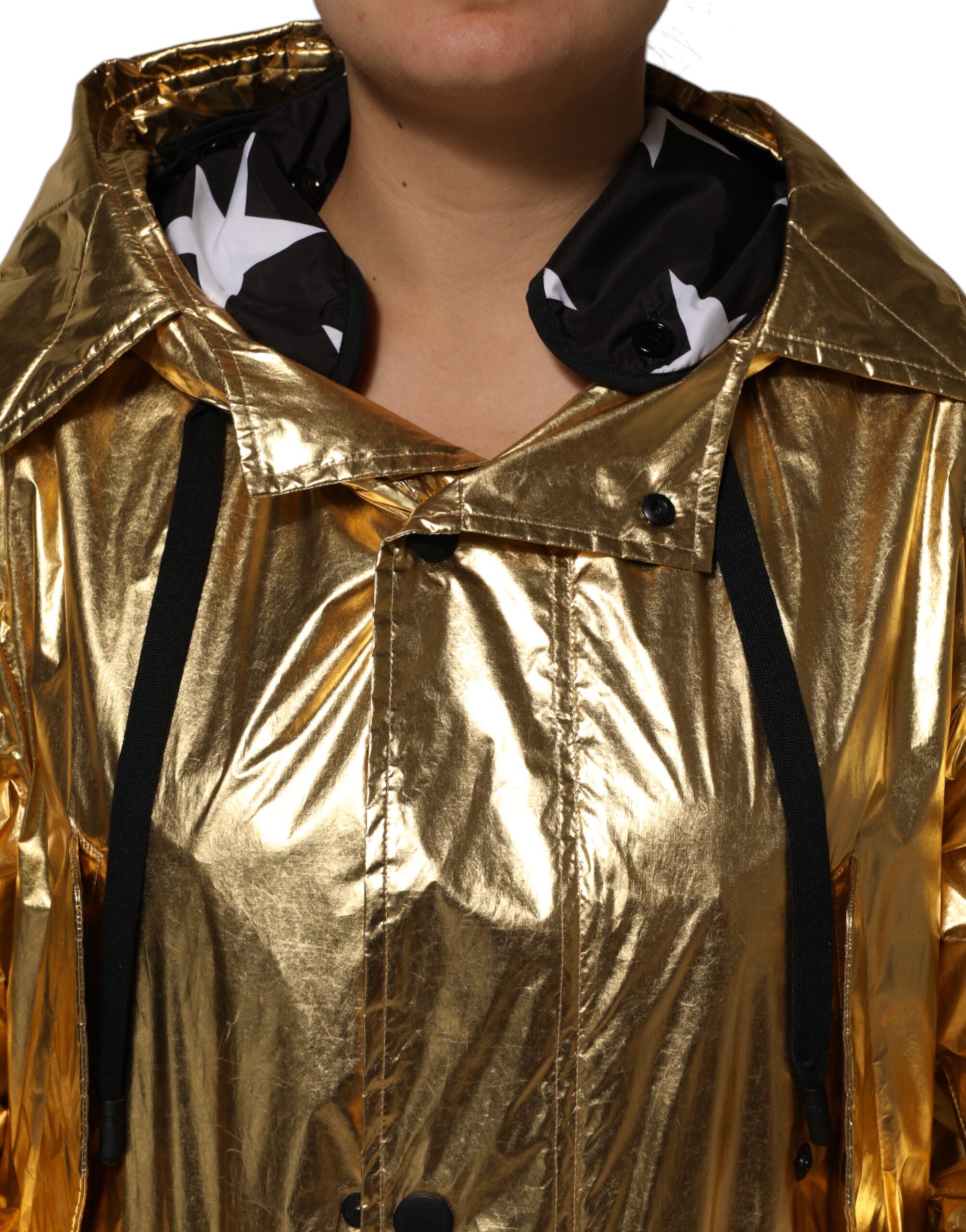 Dolce & Gabbana Gold-colored hooded trench coat with long sleeves-6