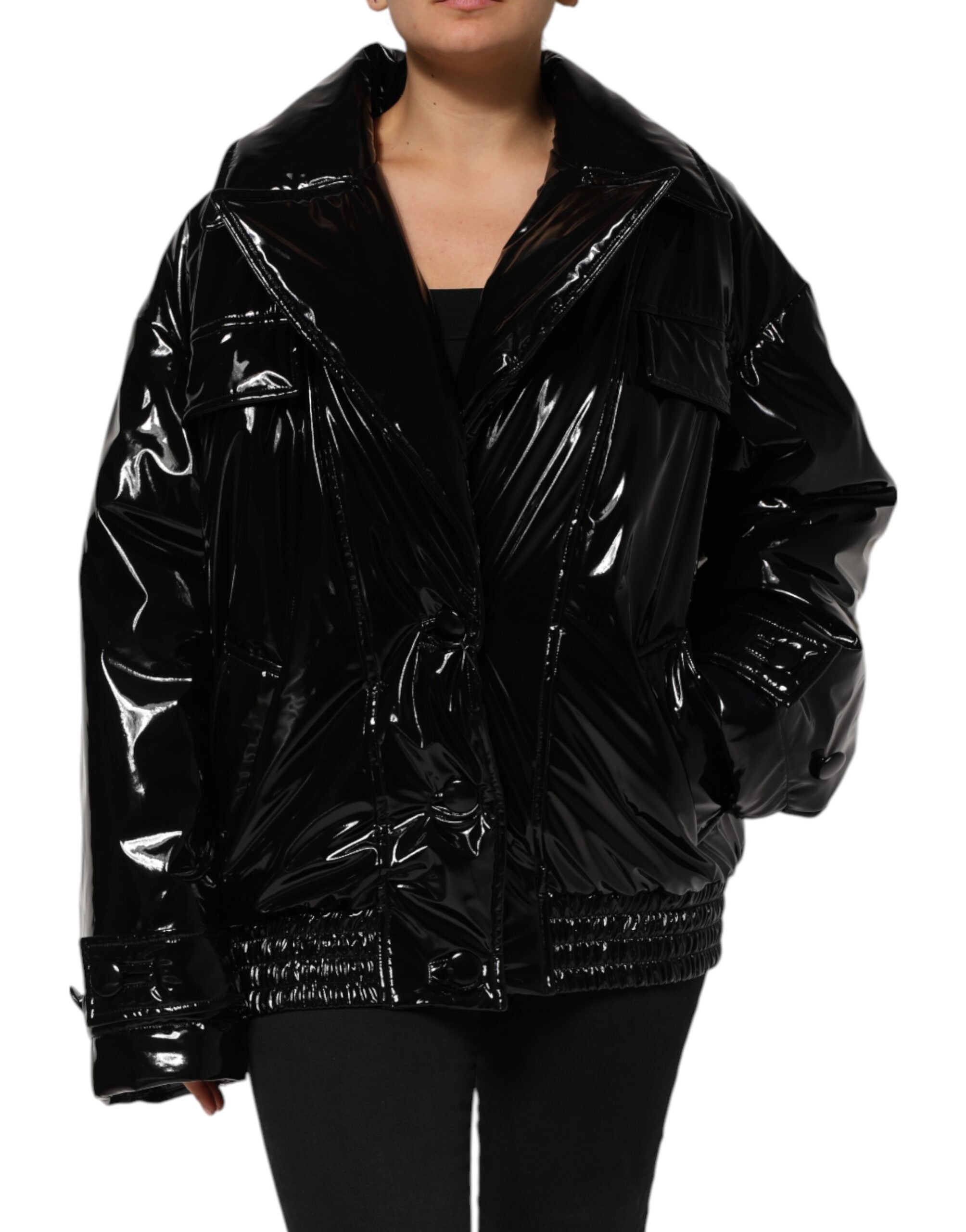 Dolce & Gabbana Polyester Black Quilted Puffer Coat Jacket-2