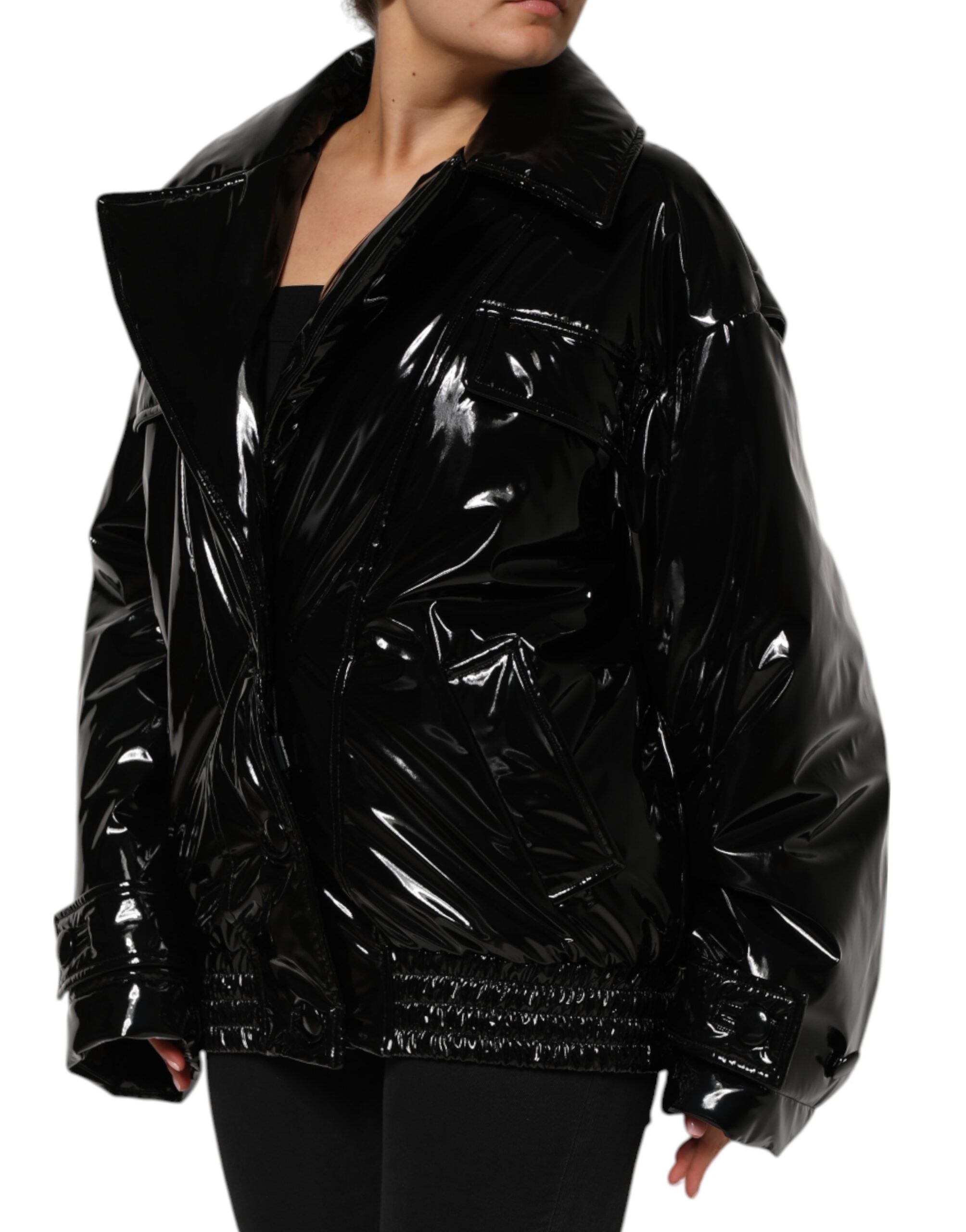 Dolce & Gabbana Polyester Black Quilted Puffer Coat Jacket-3