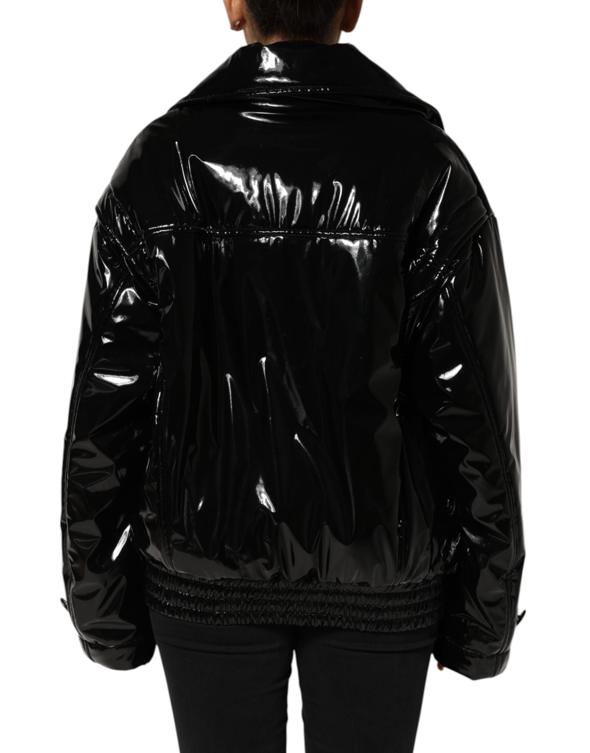 Dolce & Gabbana Polyester Black Quilted Puffer Coat Jacket-4
