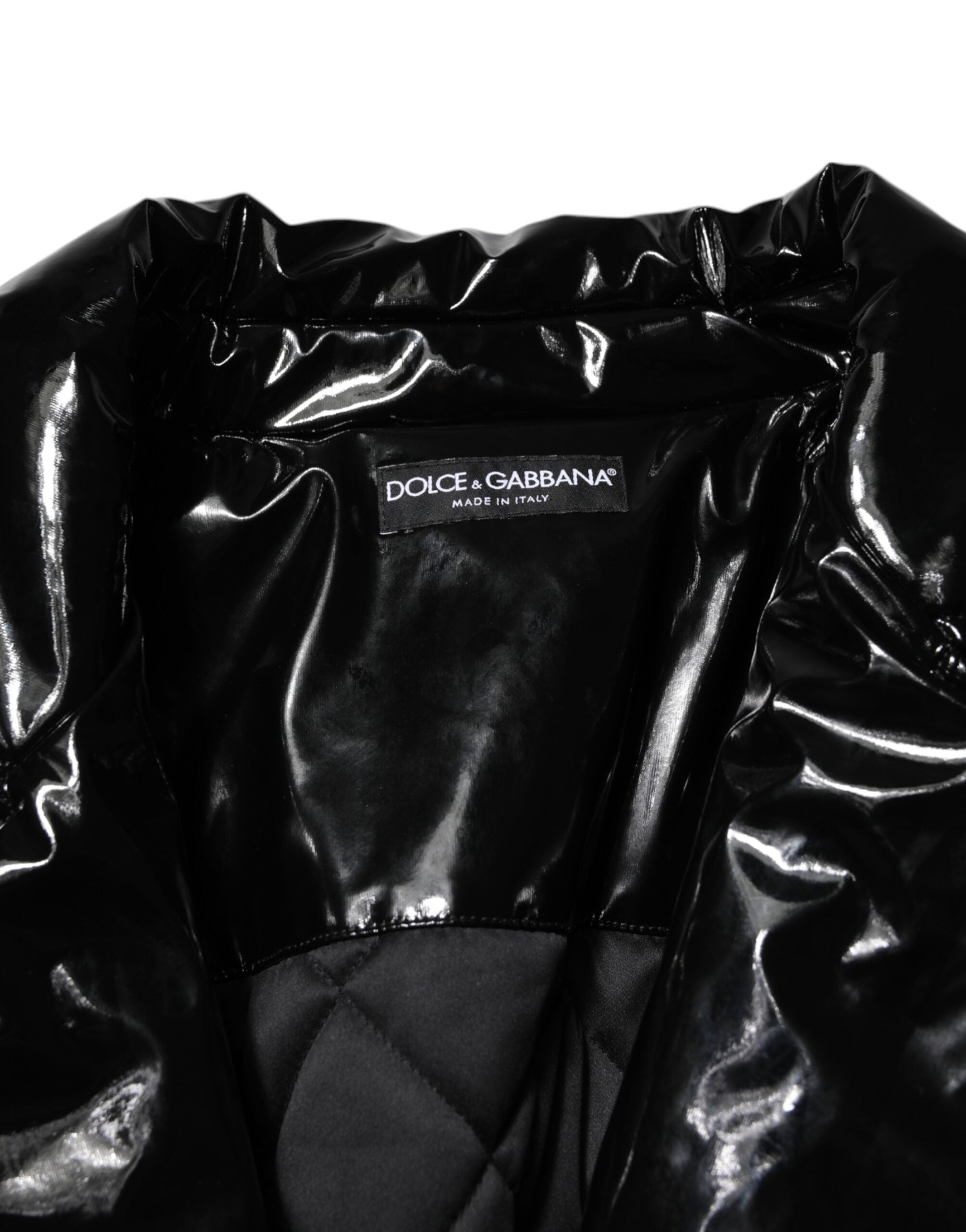 Dolce & Gabbana Polyester Black Quilted Puffer Coat Jacket-7