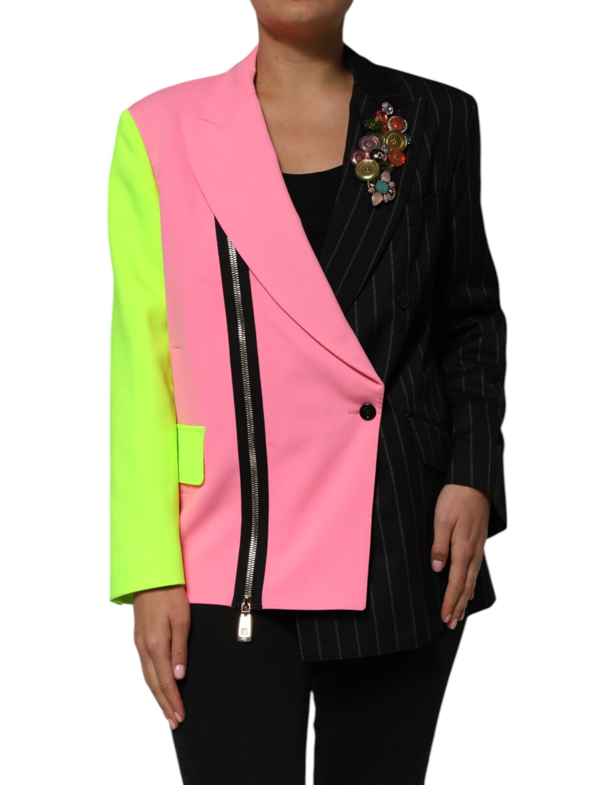 Dolce & Gabbana Multicolor Patchwork Embellished Coat Jacket-2