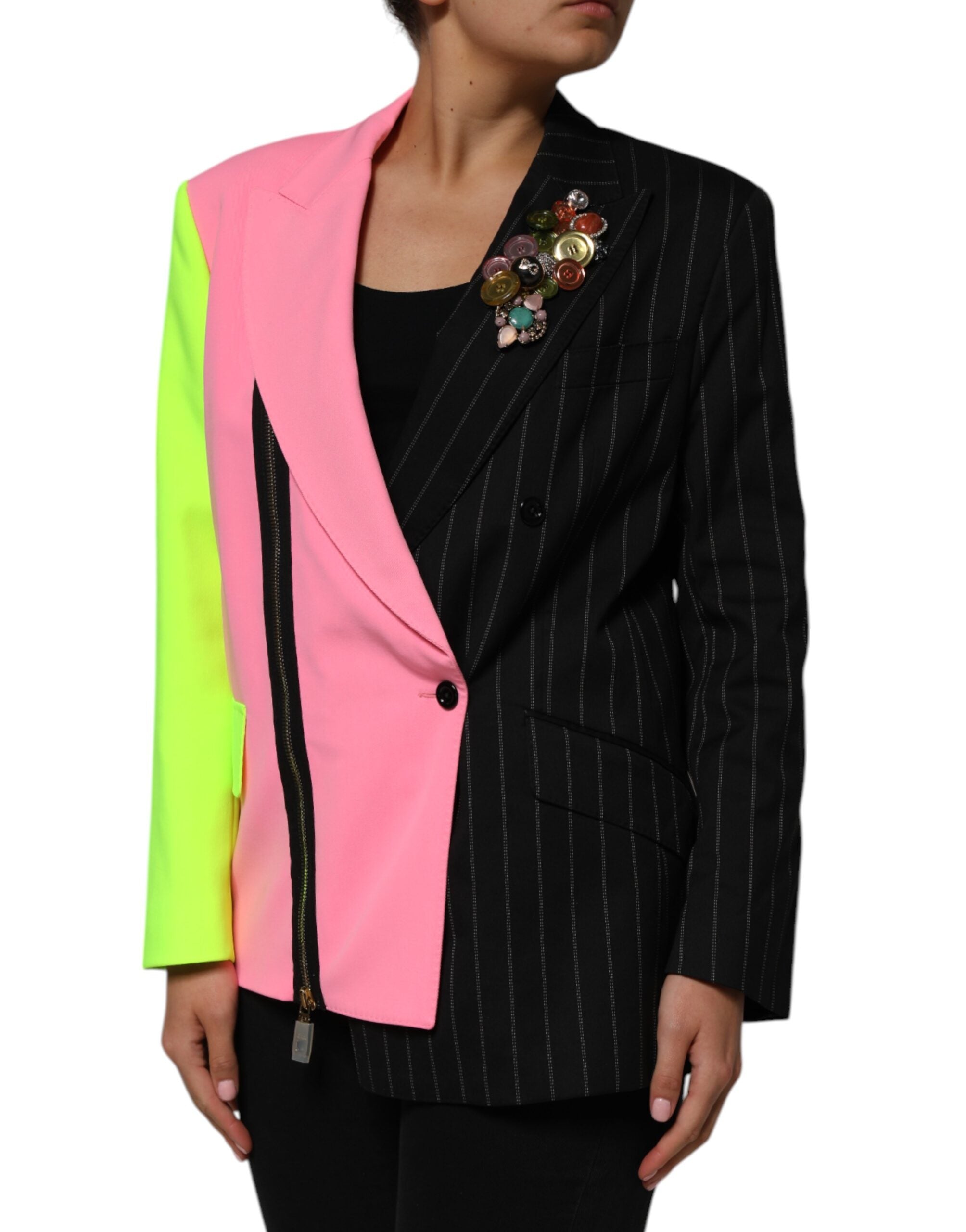Dolce & Gabbana Multicolor Patchwork Embellished Coat Jacket-3