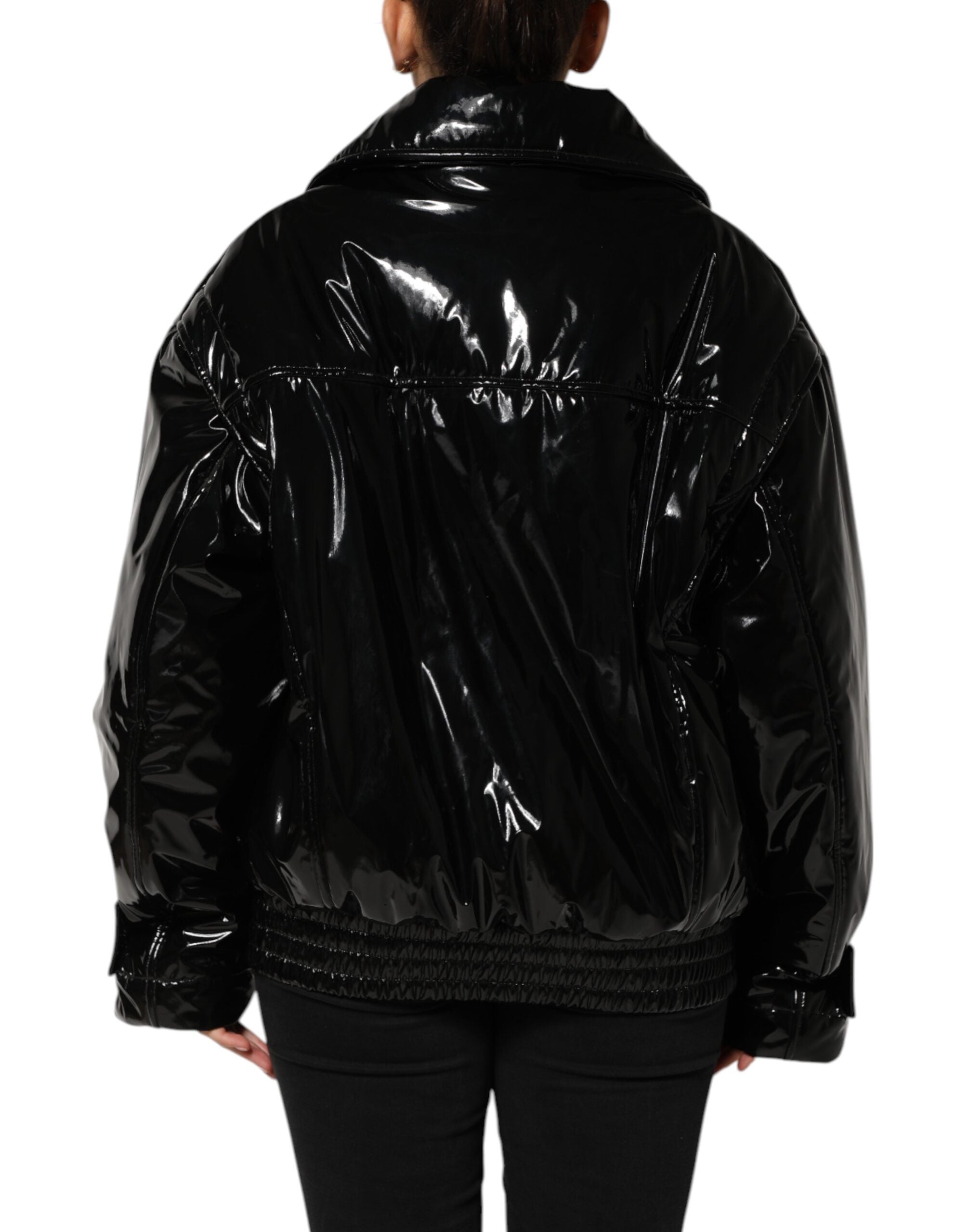 Dolce & Gabbana Black Polyester Puffer Coat with Quilting Jacket-4