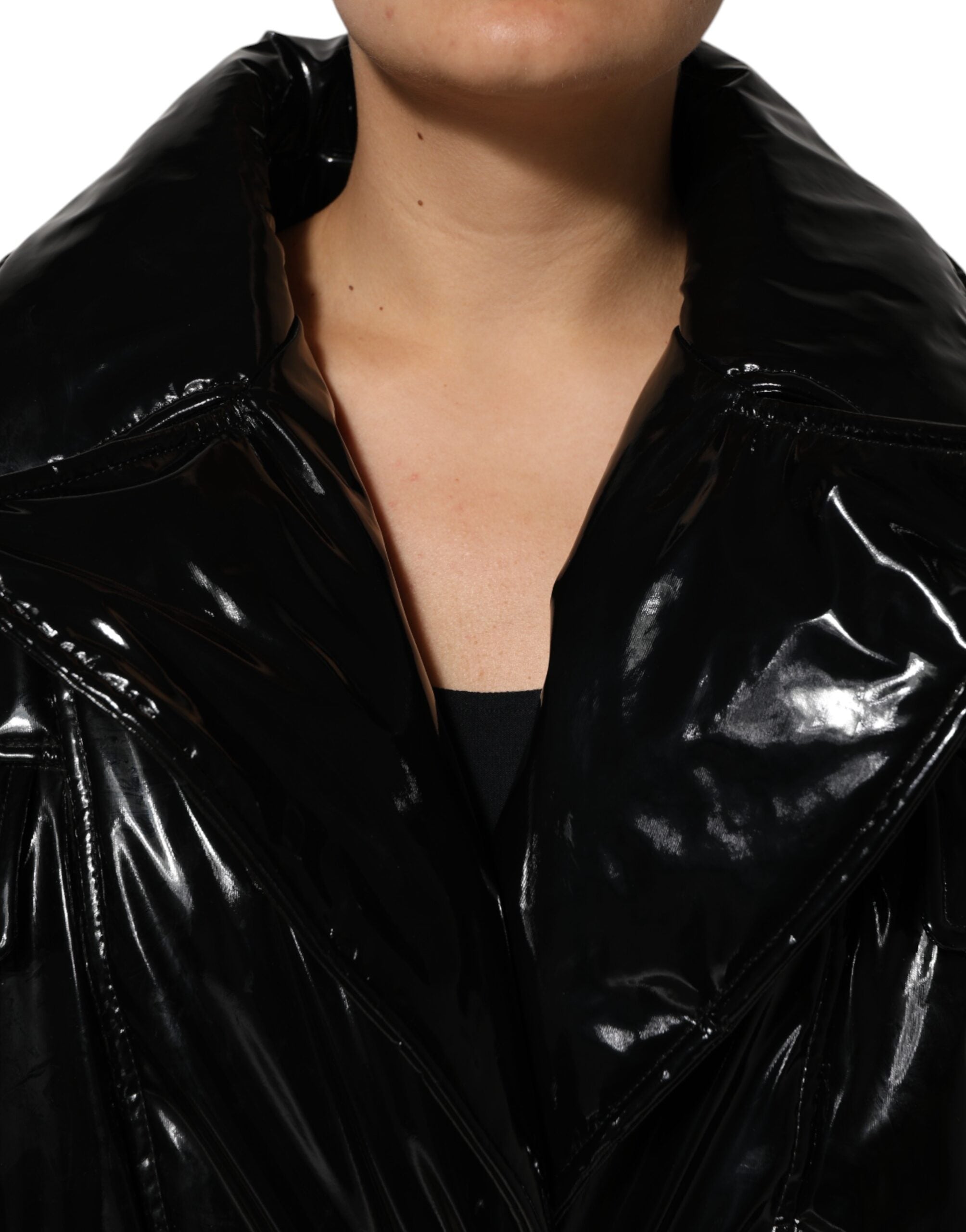 Dolce & Gabbana Black Polyester Puffer Coat with Quilting Jacket-5