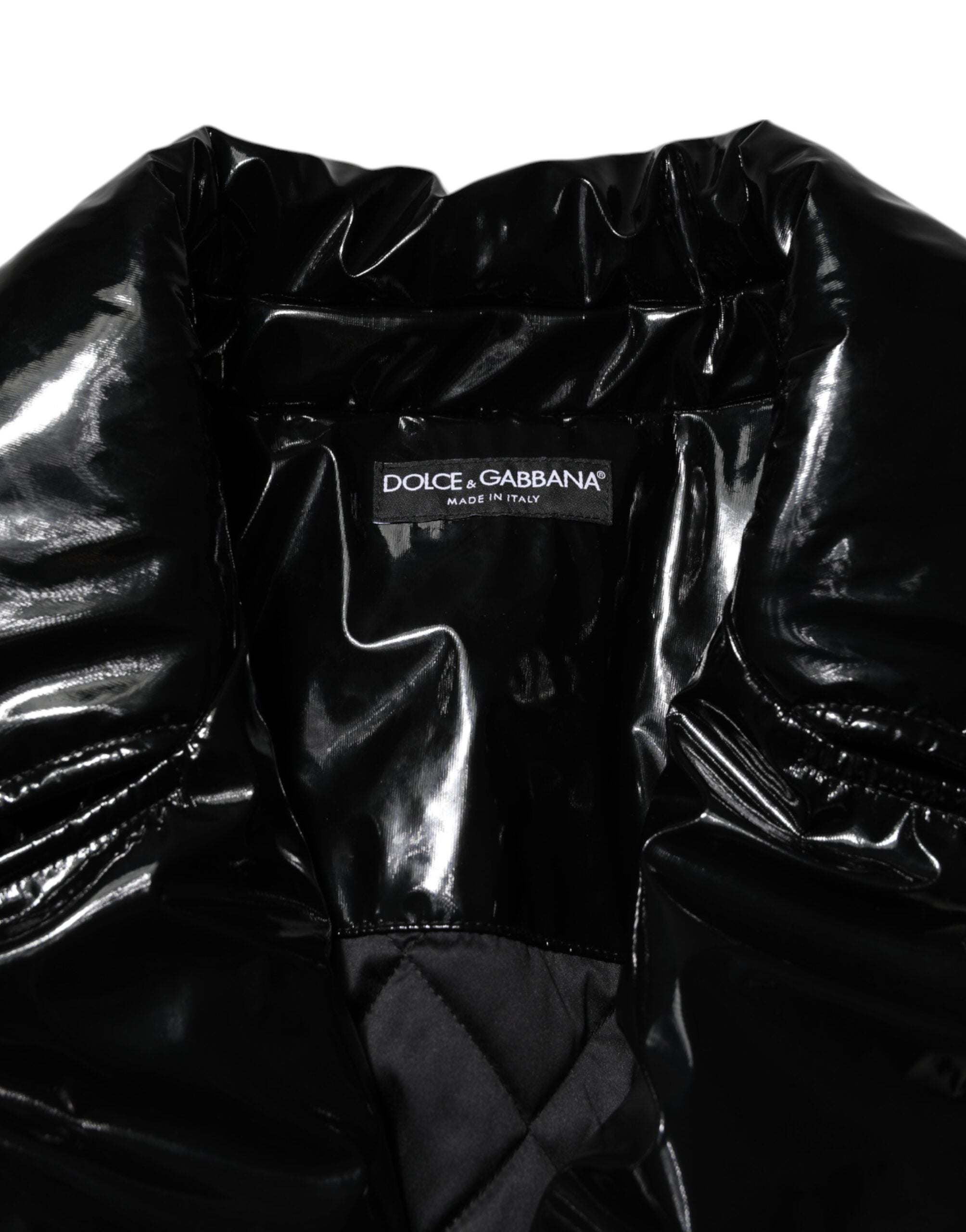 Dolce & Gabbana Black Polyester Puffer Coat with Quilting Jacket-7