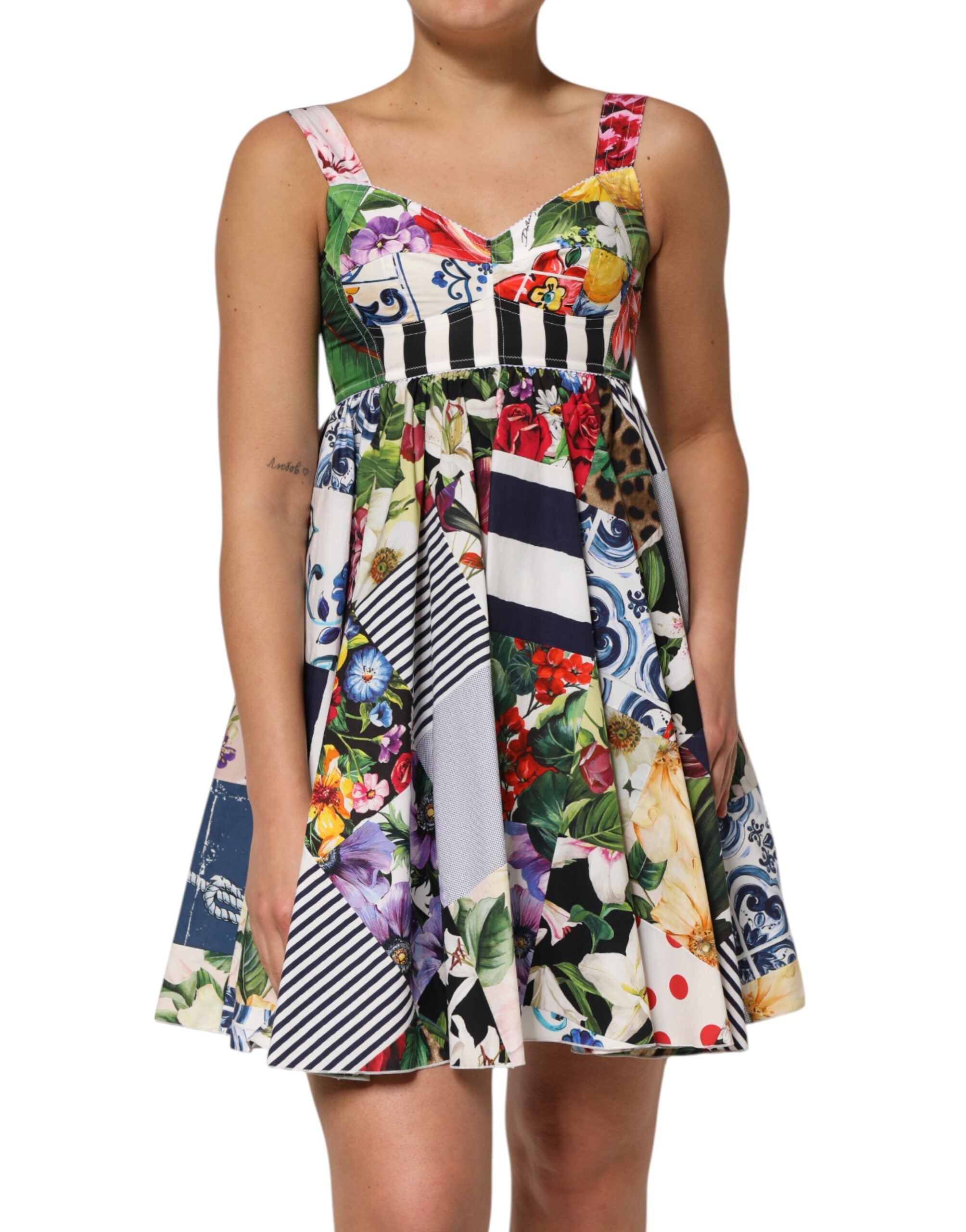 Dolce & Gabbana Multicolor Patchwork Cotton Aline Mini Dress-1