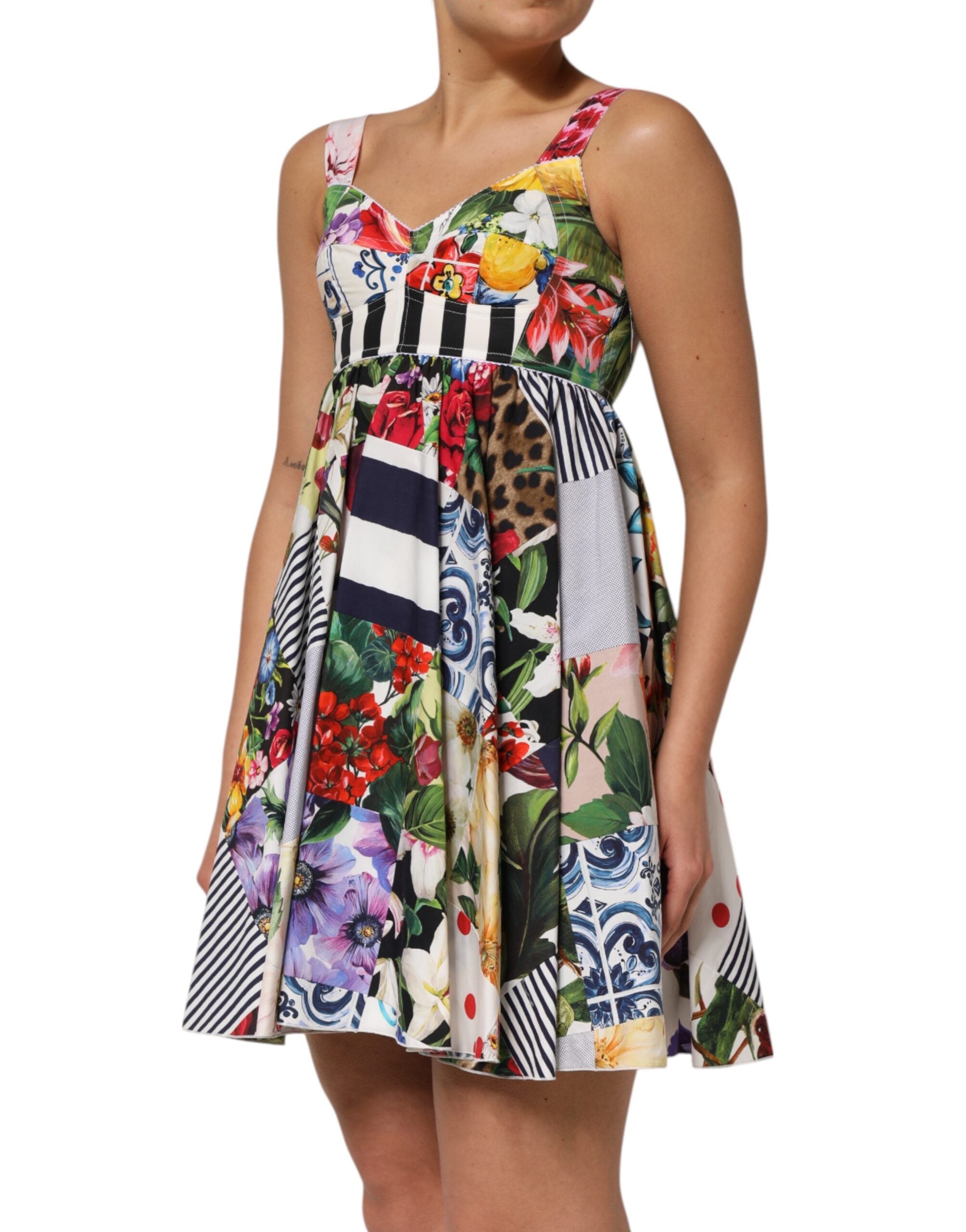 Dolce & Gabbana Multicolor Patchwork Cotton Aline Mini Dress-3