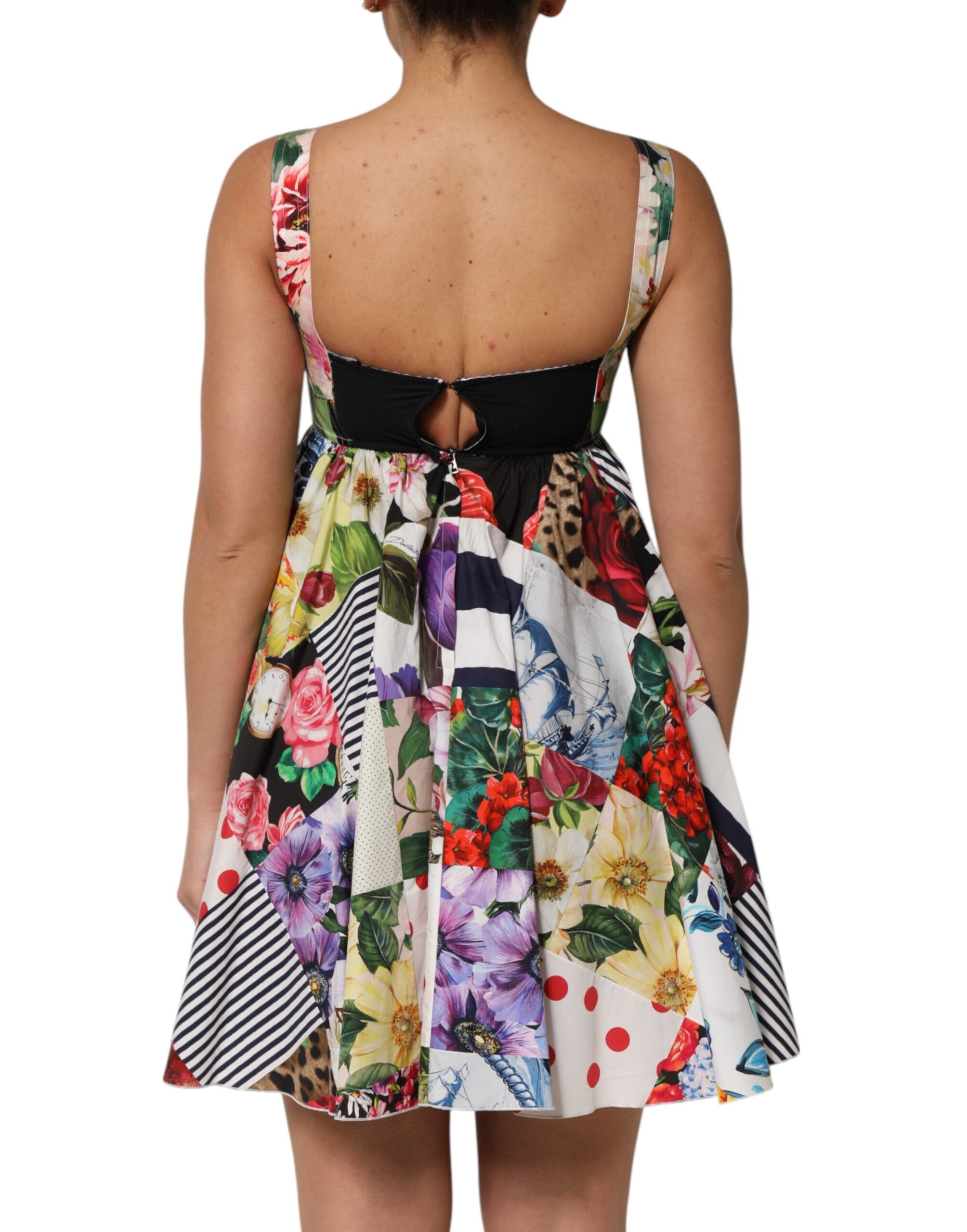 Dolce & Gabbana Multicolor Patchwork Cotton Aline Mini Dress-4