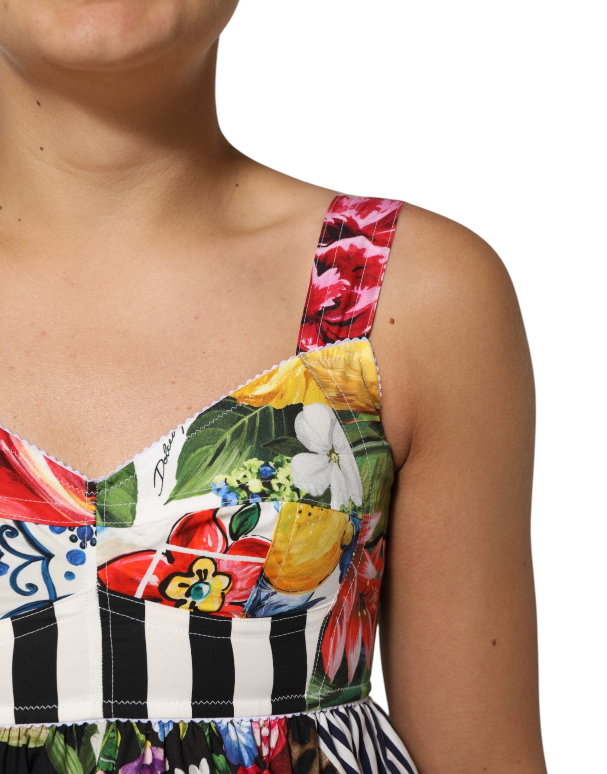 Dolce & Gabbana Multicolor Patchwork Cotton Aline Mini Dress-5